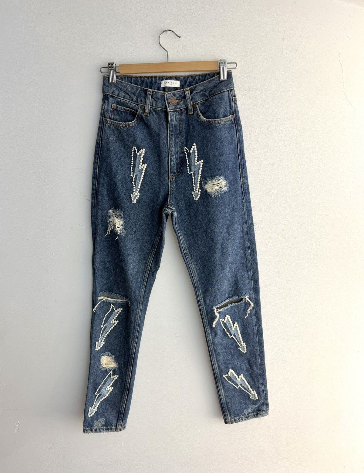 Sandro Sandro Jeans with Pearl Lightning Appliqués Size 25" / US 0 / IT 36 - 1 Thumbnail