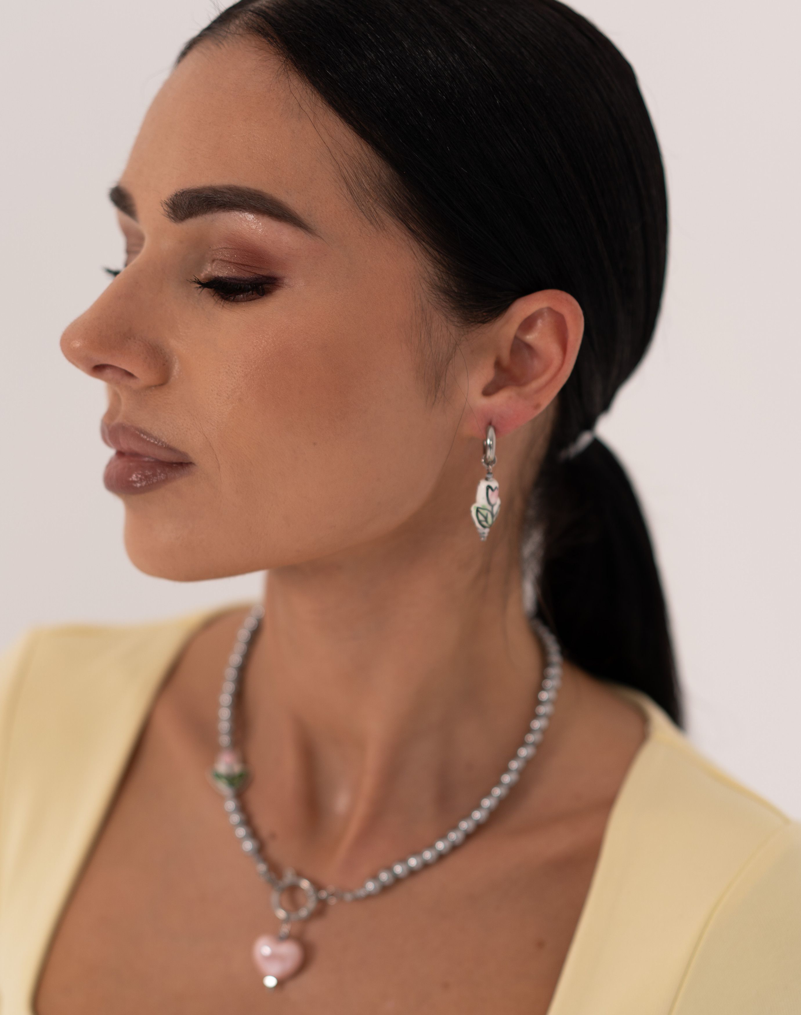 Other Rosalie Heart & Bloom Hematite Necklace & Earrings Set Size ONE SIZE - 6 Thumbnail