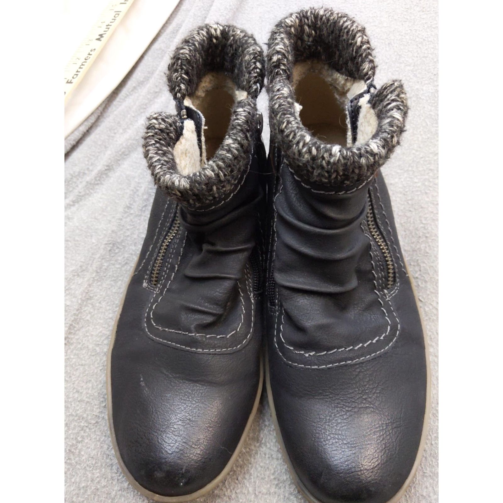 Vintage Spring Step Relife Womens Bootie 7.5 38 Black Leather Ankle Zipper Wedge Lined Boots Size US 8 / IT 38 - 2 Thumbnail