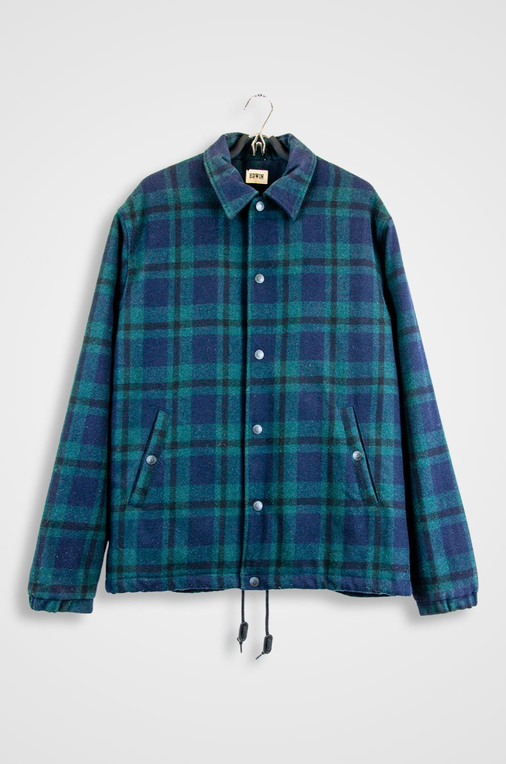 Edwin Edwin Wool Coach Jacket Blue Green Tartan – XL Size US XL / EU 56 / 4 - 1 Thumbnail