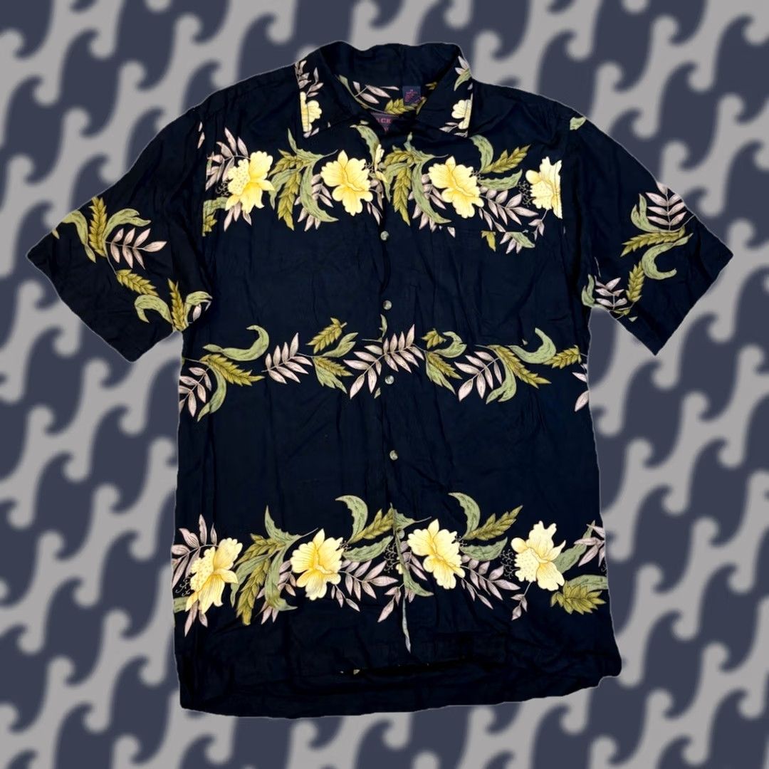 Vintage VINTAGE Jack Hollywood Hawaiian Button Up Black Floral Short Sleeve Shirt Sz M Mens Regular Button-Down Collar 90s Theme Spring Summer Size US M / EU 48-50 / 2 - 1 Thumbnail
