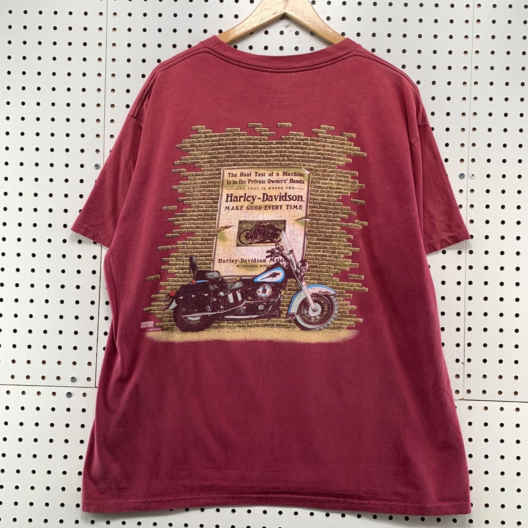 Harley Davidson Vintage Harley Davidson Shirt XL Red Pocket Single Stitch Motorcyle 90s 25x28.5 Size US XL / EU 56 / 4 - 2 Thumbnail