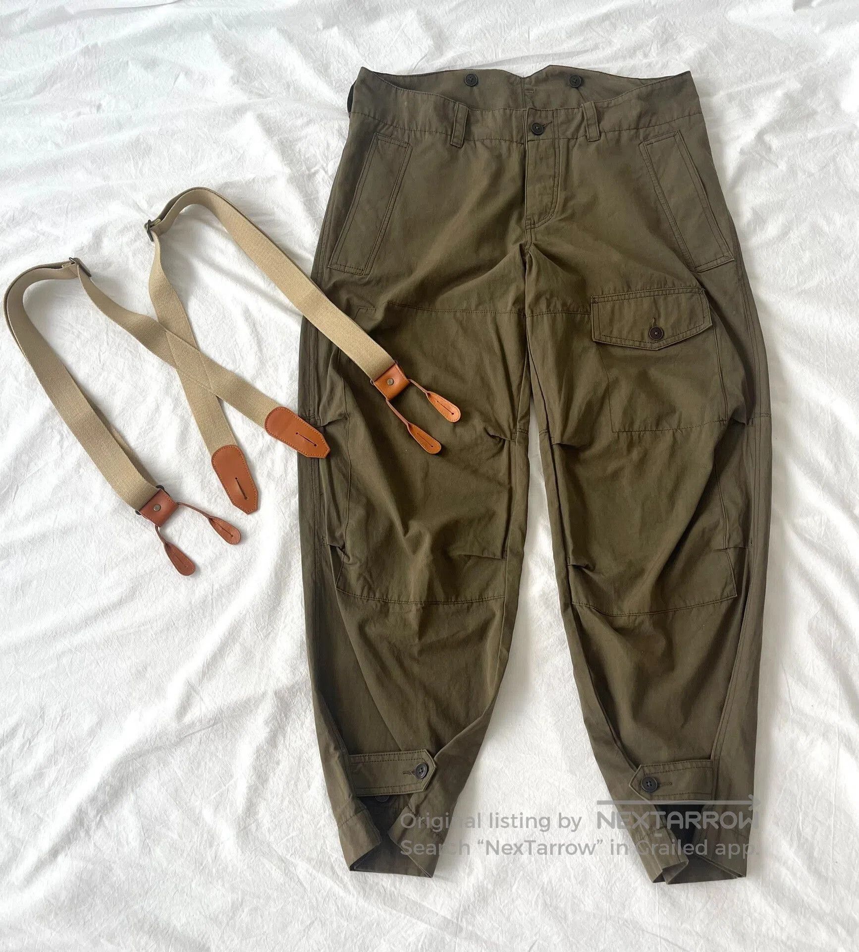 Y's Y's Yamamoto Green Work Pants with Suspenders. Size US 30 / EU 46 - 3 Thumbnail