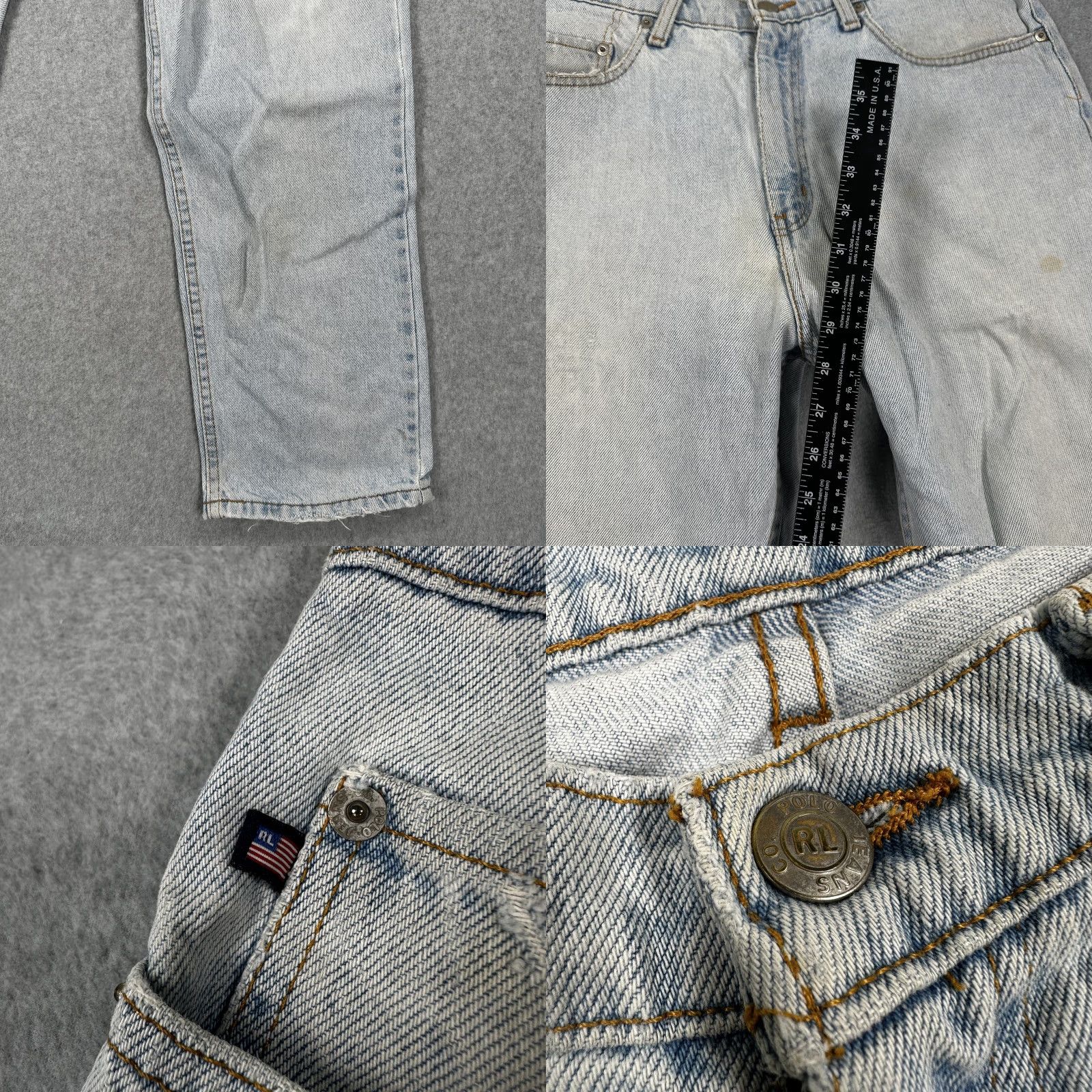 Vintage VINTAGE Polo Jeans Co RL Jeans Mens 34x30 Light Blue Relaxed Fit Distressed 90s Jeans Mens Regular 34 Inseam 30 Distressed Size US S / EU 44-46 / 1 - 8 Thumbnail