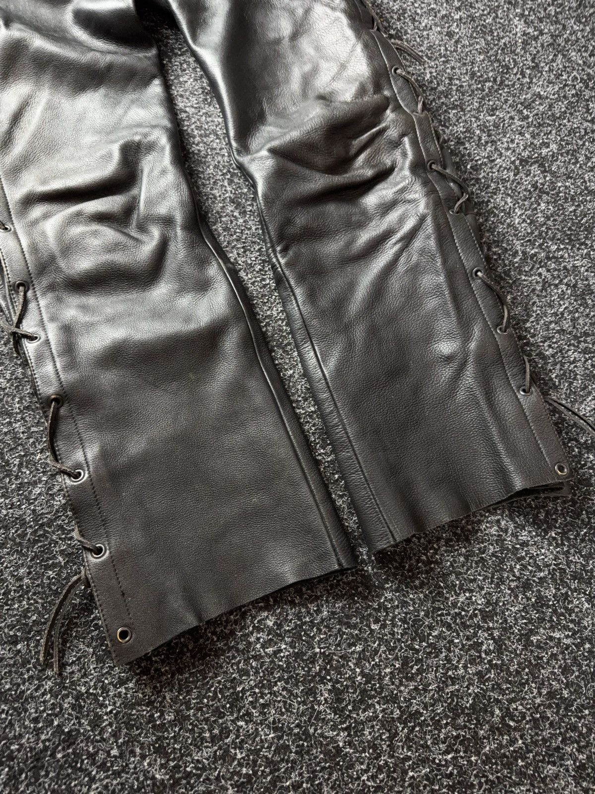 Genuine Leather Leather Rock Punk Biker MOTO Pants Lace Up Goth Moto Black Size US 32 / EU 48 - 2 Thumbnail