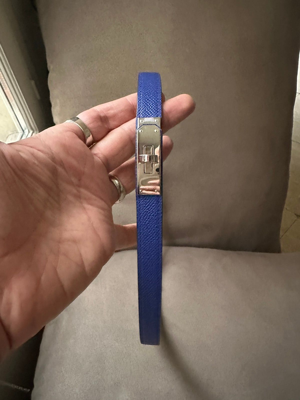 image of Hermes " Kelly " Belt in Blue, Women's