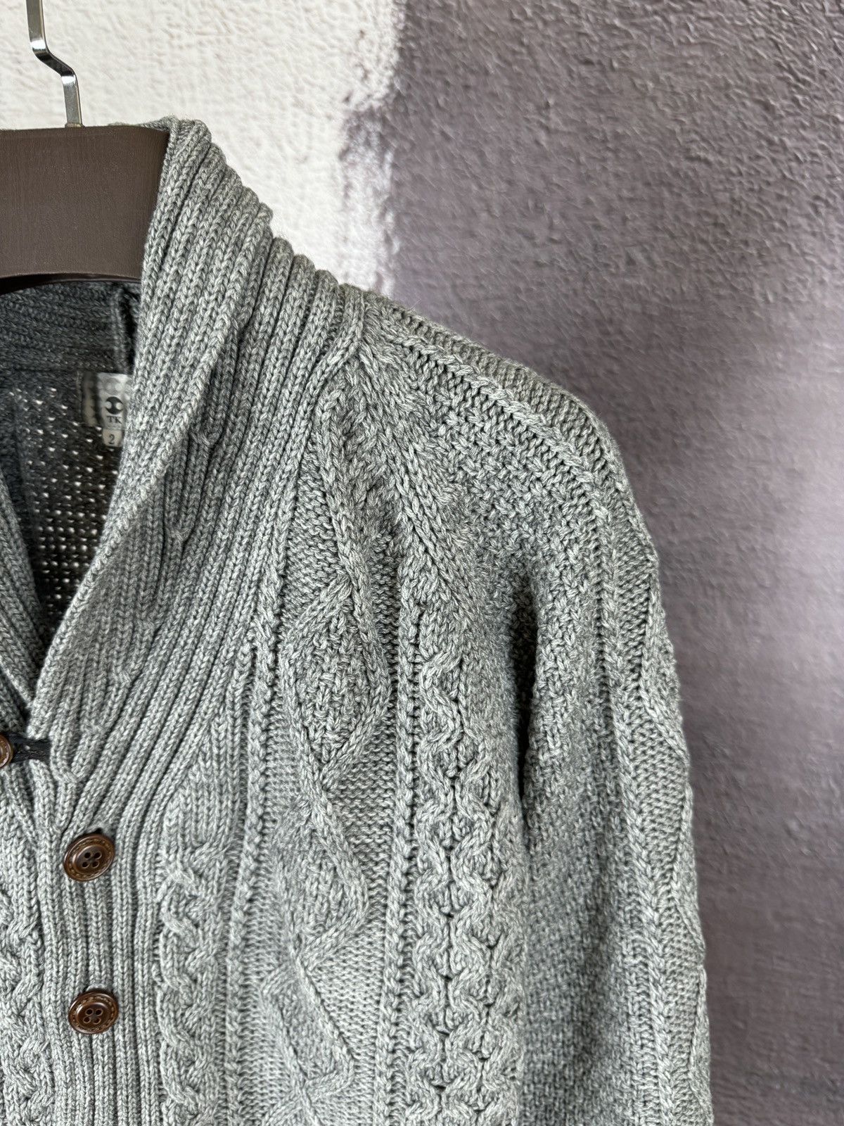 Japanese Brand × Takeo Kikuchi × Vintage TK Takeo Kikuchi vintage grey shawl neck cable knit cardigan Size US S / EU 44-46 / 1 - 8 Thumbnail