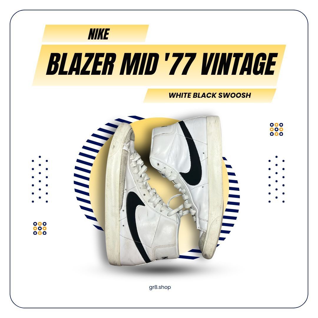 Nike Nike Blazer Mid 77 Vintage White Black Swoosh High-Top Sneak Size US 8.5 / EU 41-42 - 1 Thumbnail