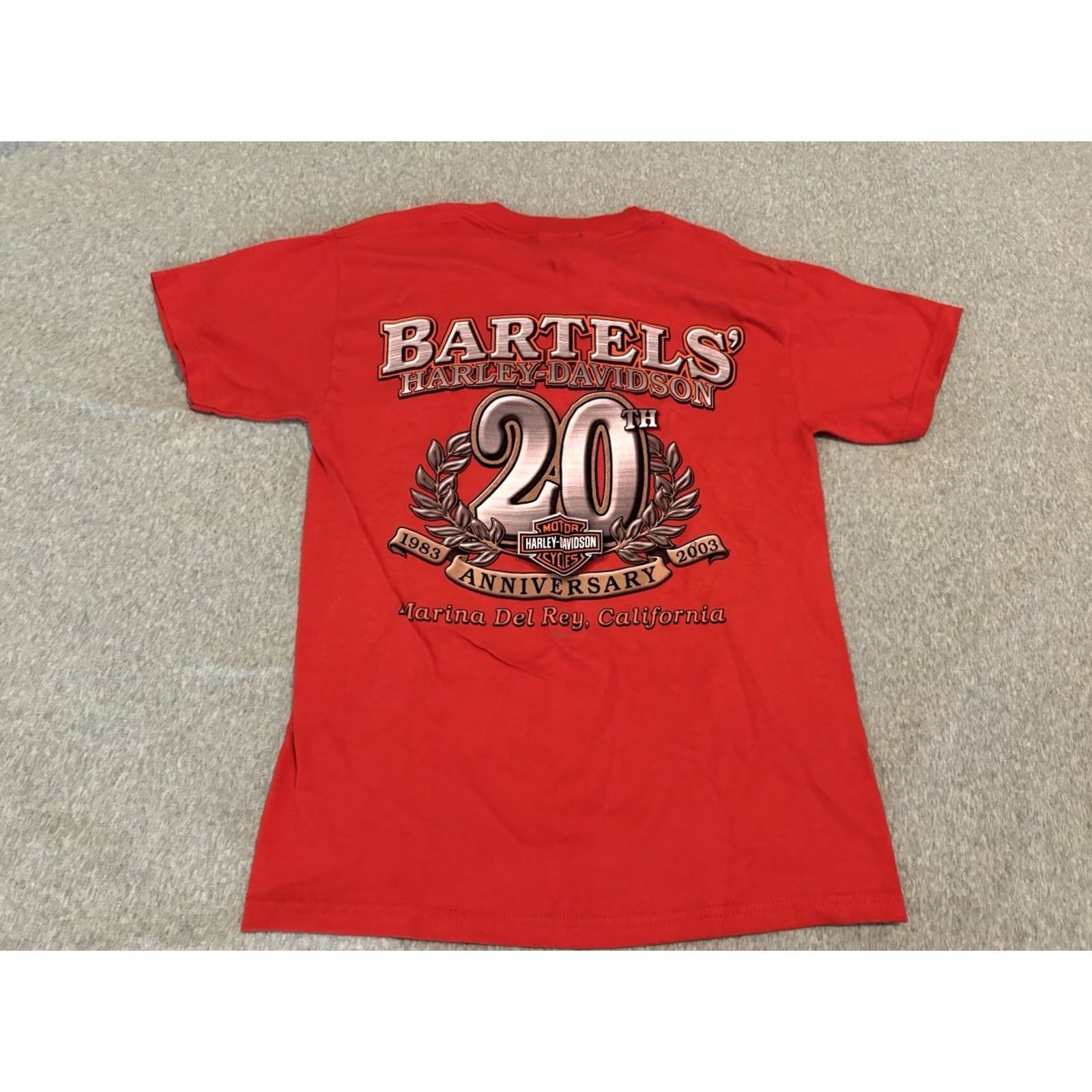 Harley Davidson VINTAGE Harley-Davidson Shirt Adult Small Red Graphic Print T-Shirt USA Biker Motorcycle California 2003 Bartels Marina Del Rey Men Mens S Size US S / EU 44-46 / 1 - 5 Thumbnail