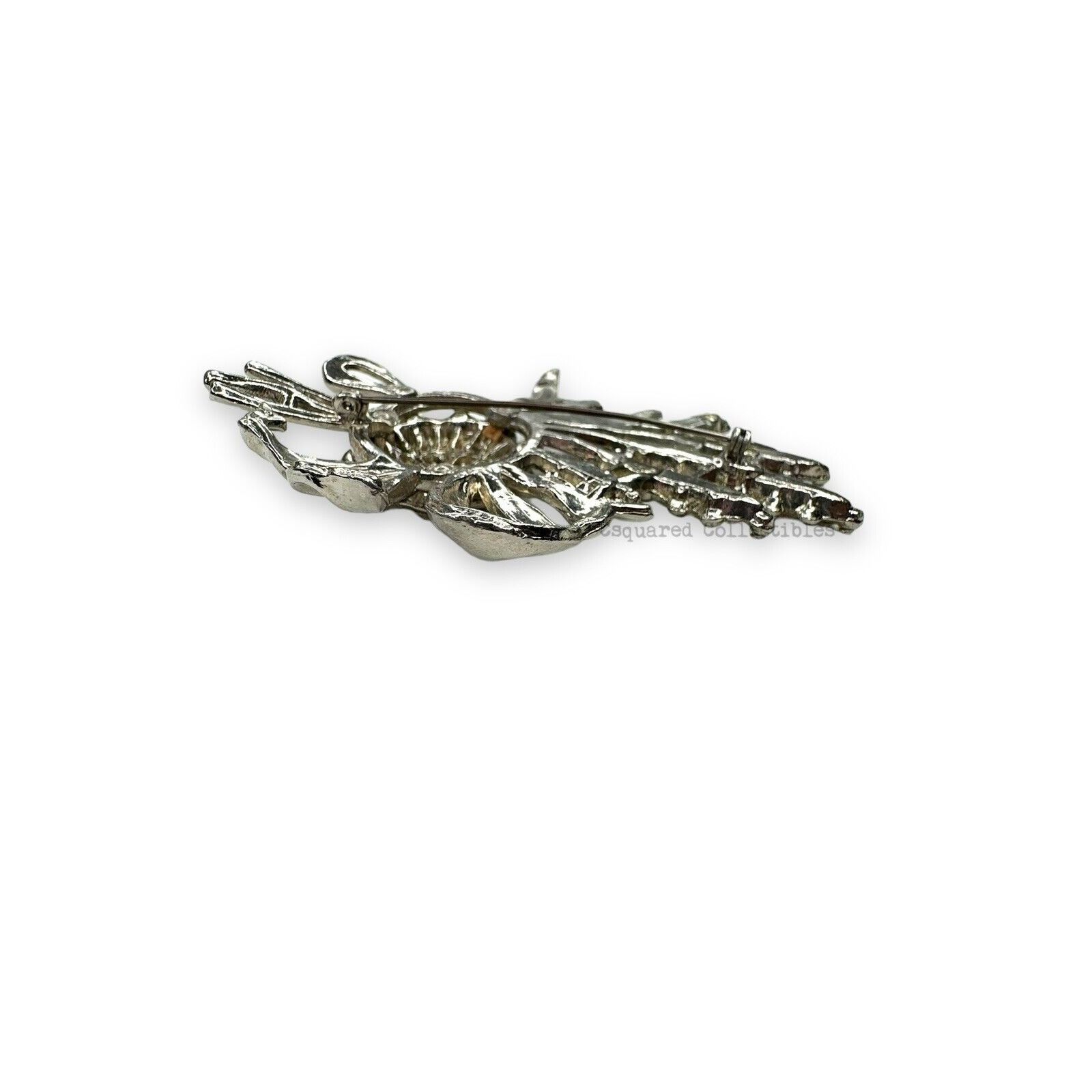 Other Vintage Rhinestone Floral Brooch Pin Silver Tone Costume Jew Size ONE SIZE - 10 Thumbnail