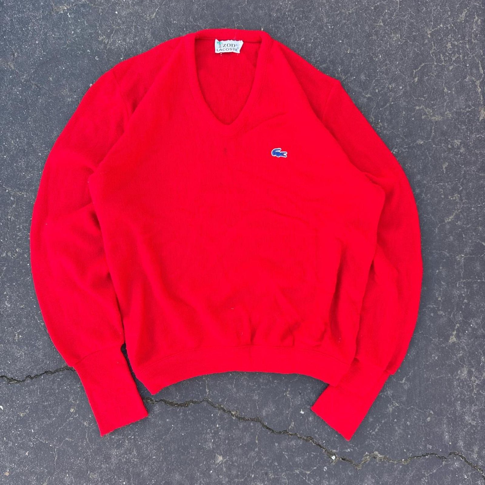 Lacoste Vintage 60s Izod Lacoste Knit V-Neck Sweater Size Large Size US L / EU 52-54 / 3 - 1 Thumbnail