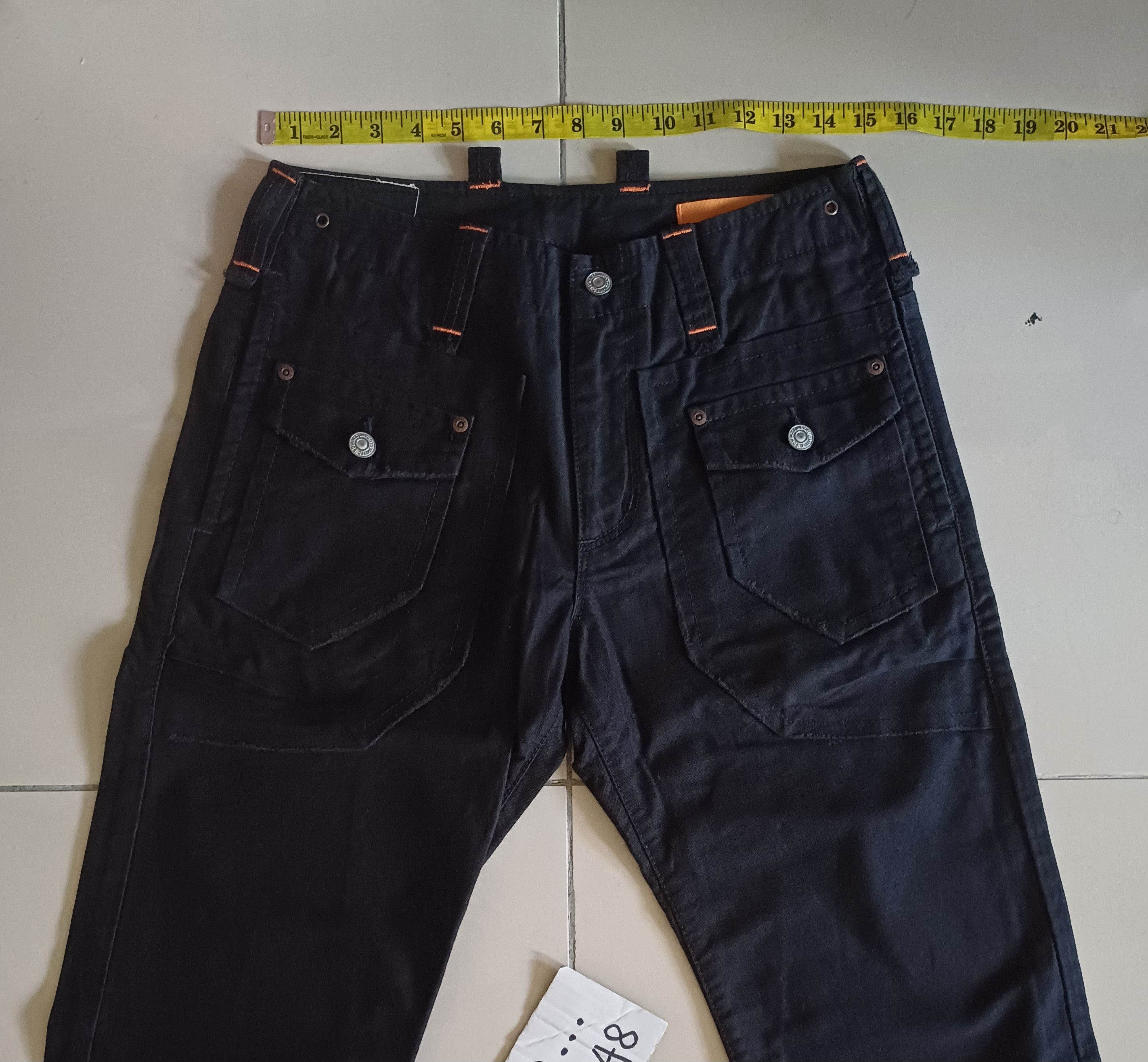 Designer Lamentist Backstage Flared Jeans in Waxed Charcoal Denim