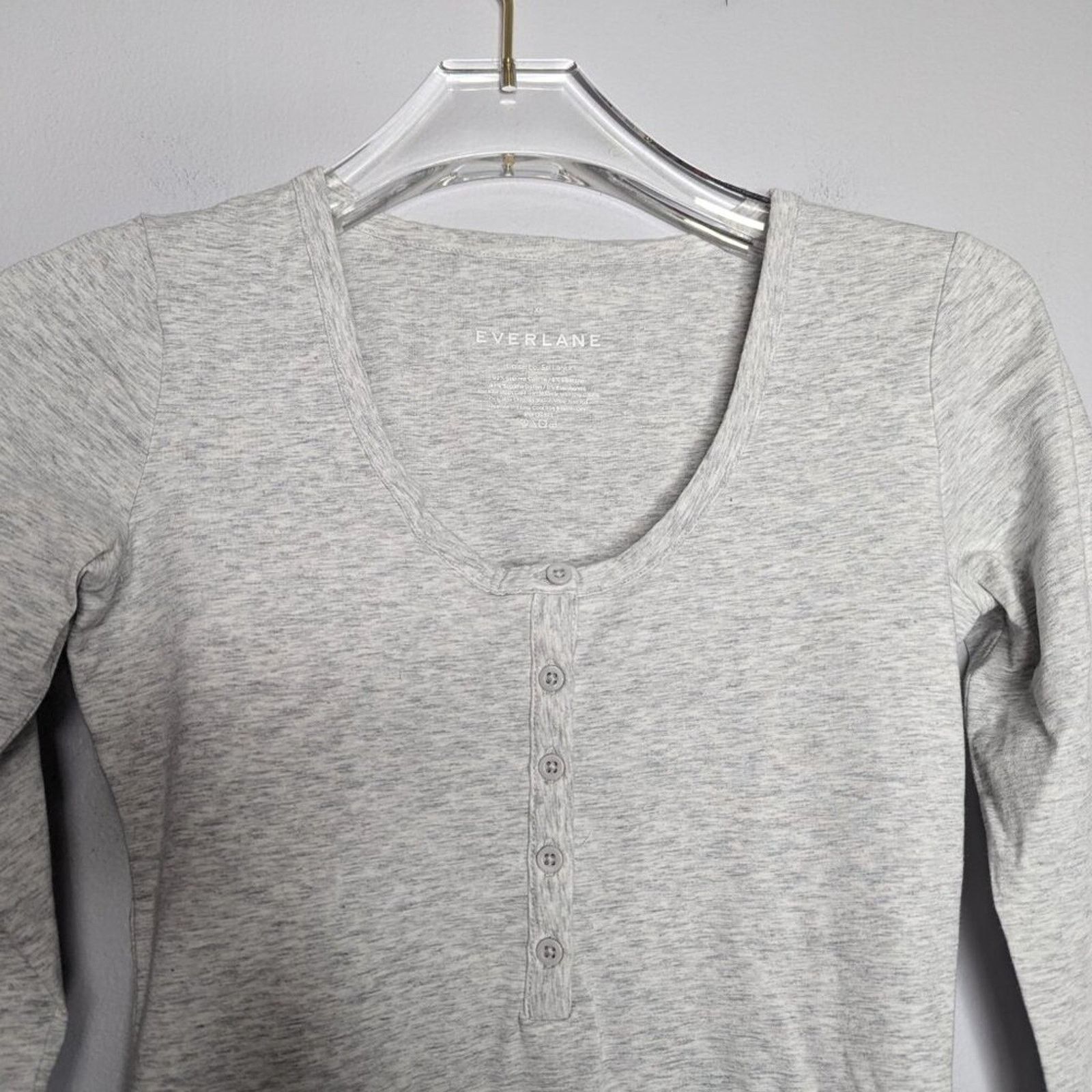Everlane Everlane Gray The Henley Bodysuit Long Sleeve Scoop Neck XS Size XS / US 0-2 / IT 36-38 - 3 Thumbnail