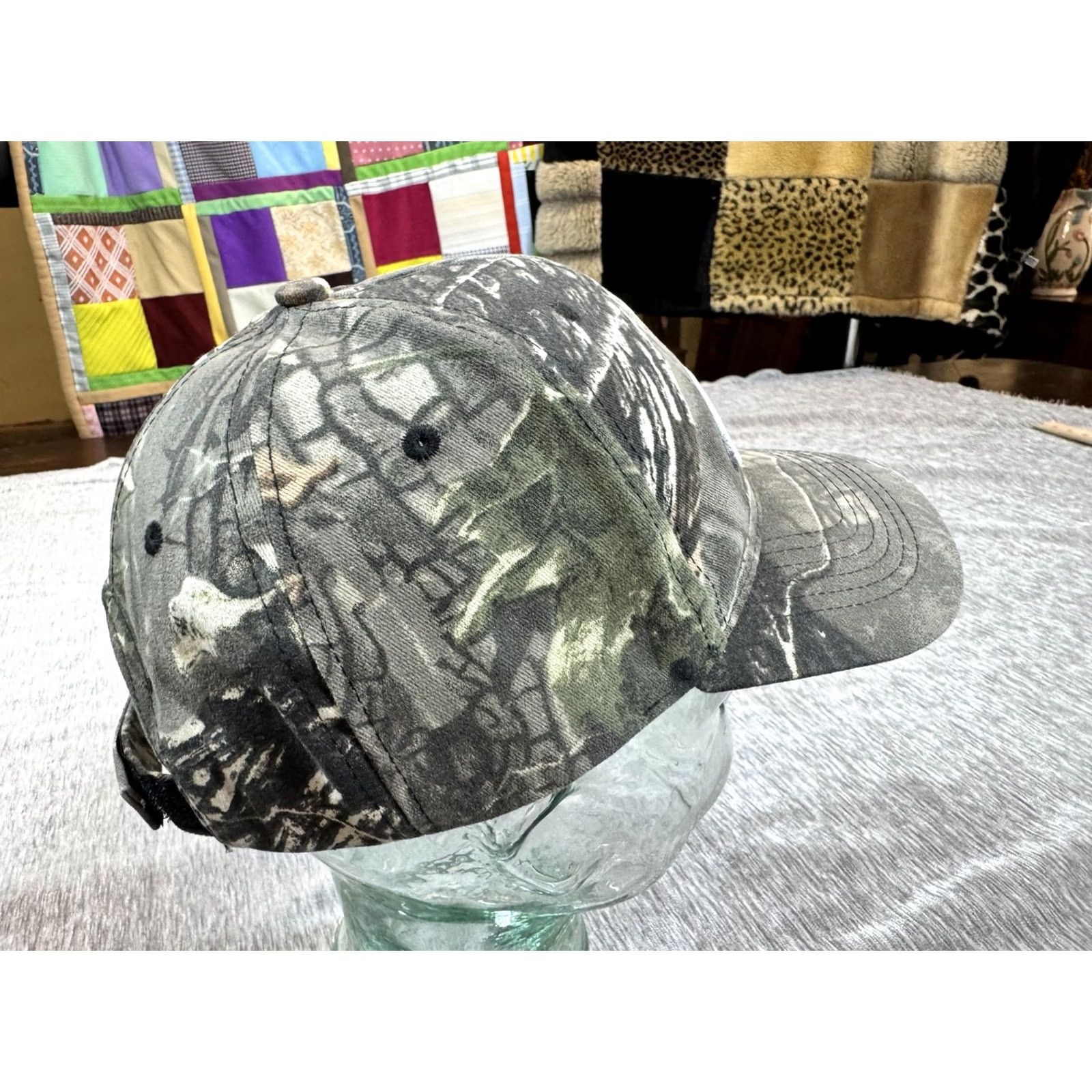 Vintage FLW Hat Cap Mens Green Camo Fishing Tournament Outdoors Hunting Strap Back Size ONE SIZE - 4 Thumbnail
