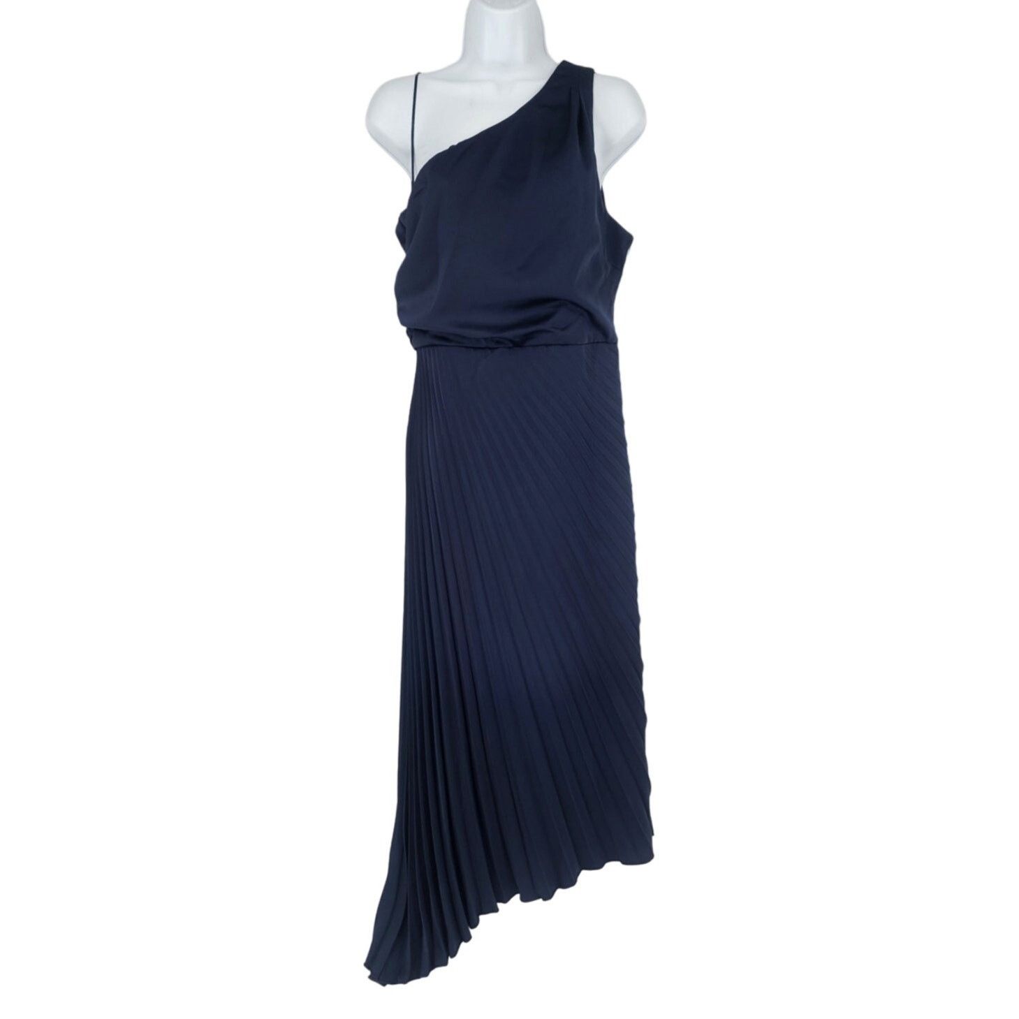 Sam Edelman Sam Edelman Navy Blue Pleated One Shoulder Dress Size 6 Size M / US 6-8 / IT 42-44 - 1 Thumbnail
