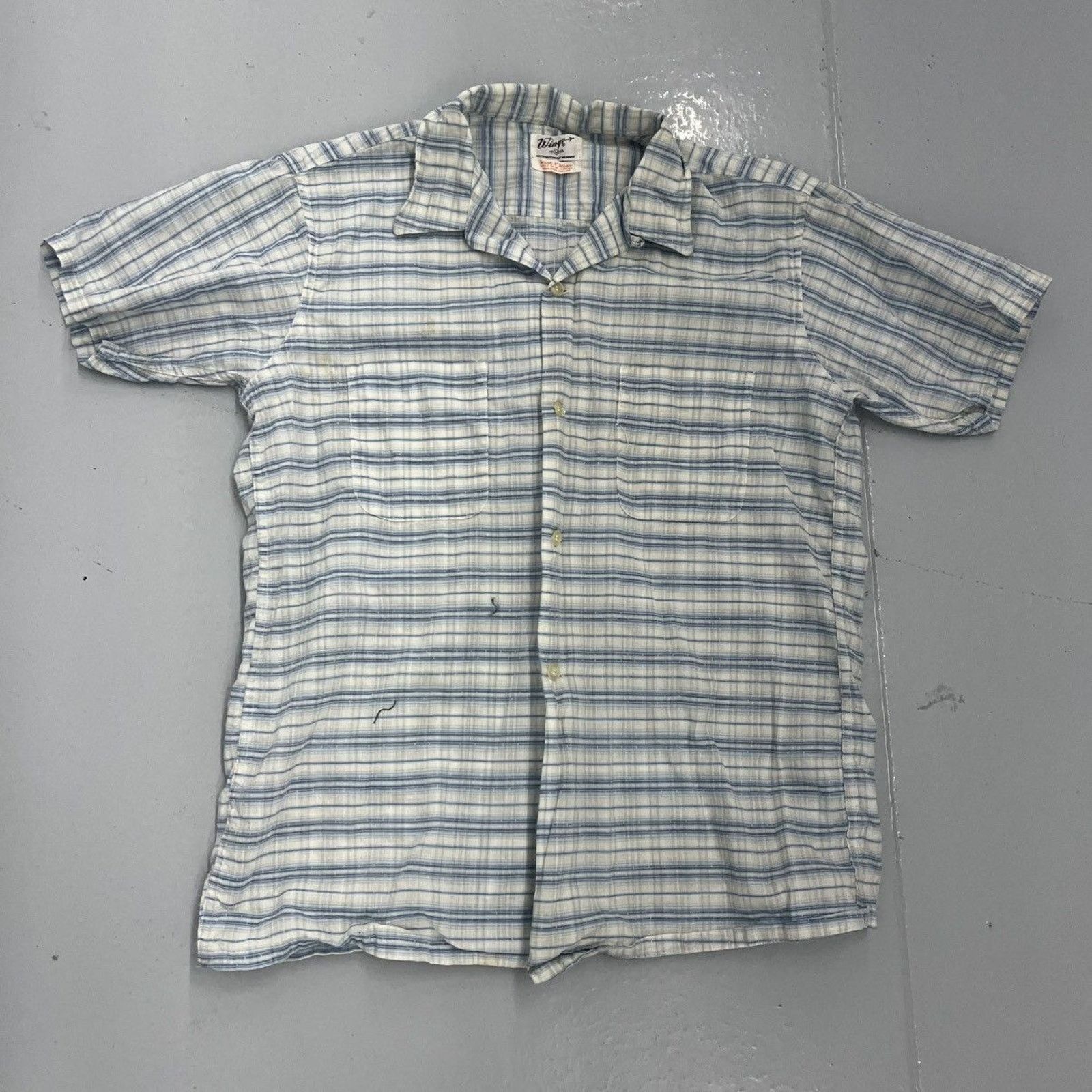 Other Vintage 50s Wings Blue Striped Cotton Loop Collar Size US M / EU 48-50 / 2 - 1 Thumbnail