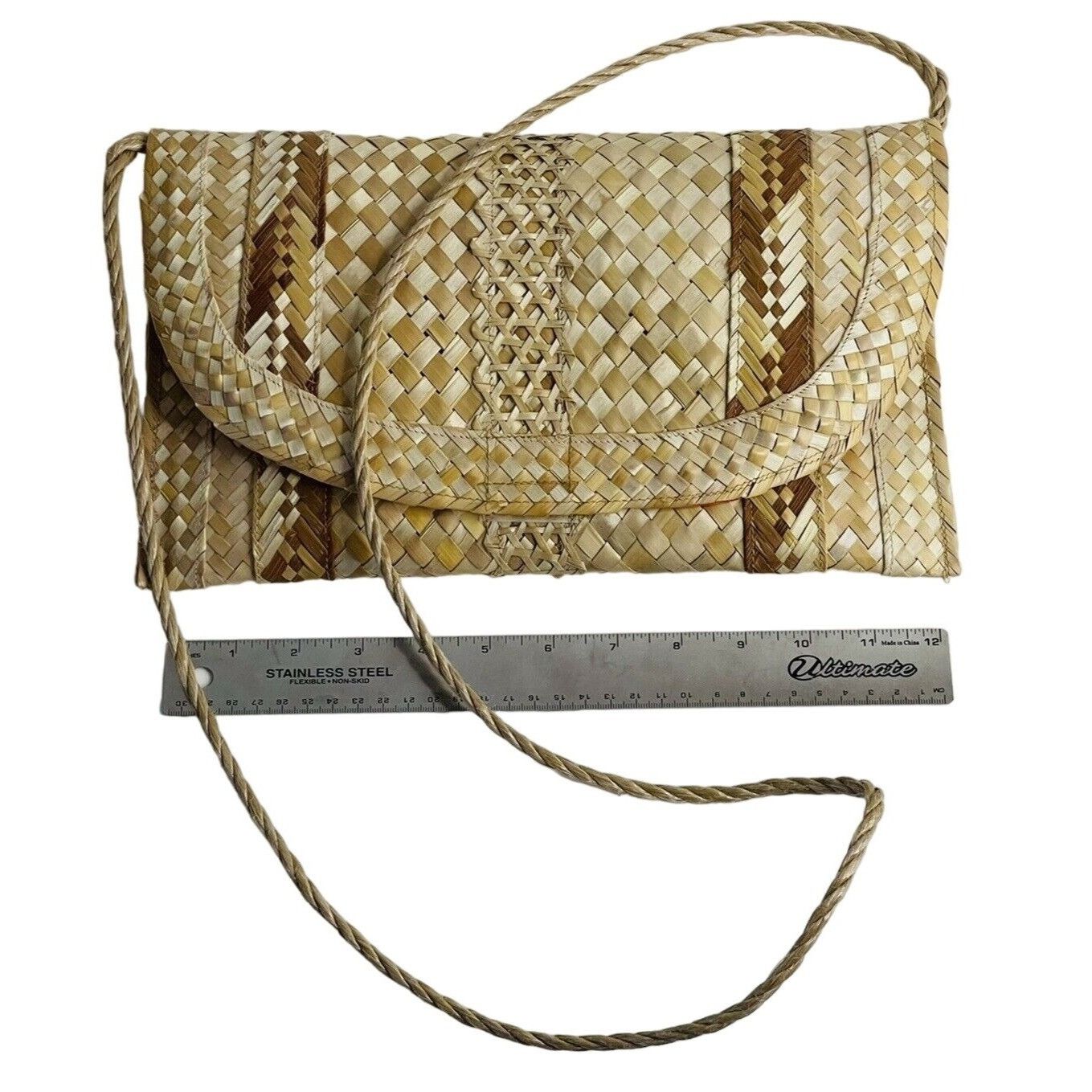 Other Woven Wicker Straw Women's Purse Clutch Shoulder Bag Orange Size ONE SIZE - 2 Thumbnail