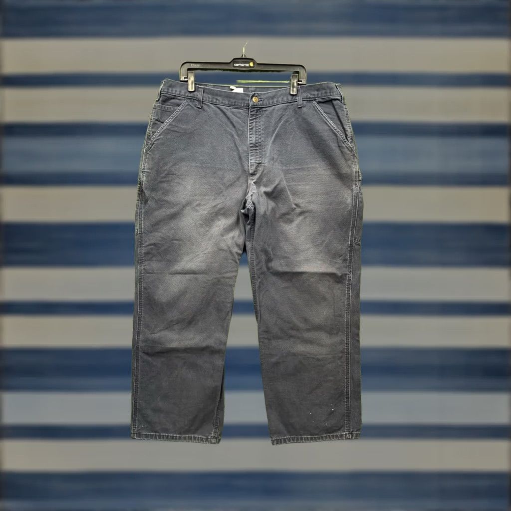 Carhartt VINTAGE Carhartt Carpenter Pants Mens 38x28 Duck Canvas Dungaree Fit Workwear B11 MDT Blue Denim Canvas Jeans Relaxed Regular Boys Mens Size US 38 / EU 54 - 1 Thumbnail