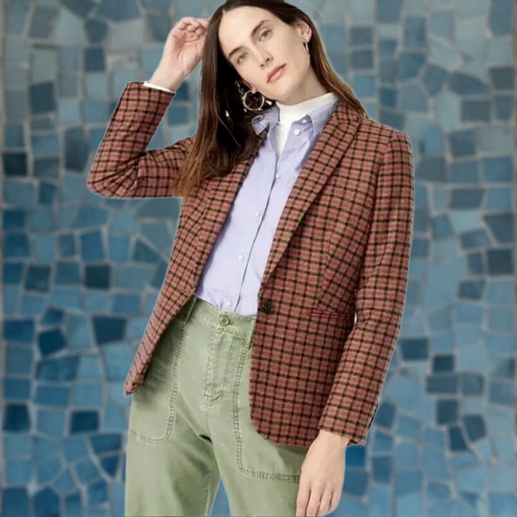 J.Crew J. Crew Parke Plaid English Moon Houndstooth 100% Wool Blazer Jacket Women's 14 Size XL / US 12-14 / IT 48-50 - 1 Thumbnail