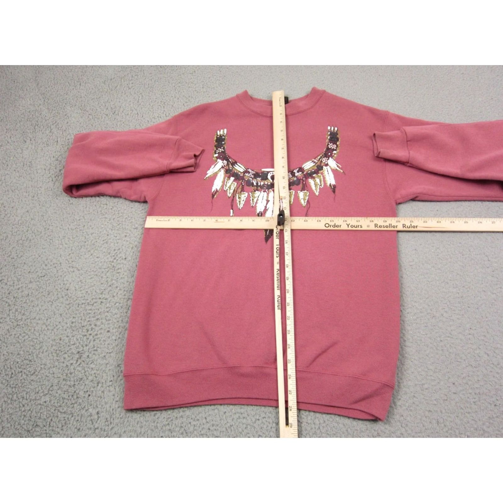 Native VINTAGE Diamond Dust Sweatshirt Womens XL Pink Feather Crew Neck Pullover Cotton Blend Fleece 80s 90s Activewear Womens Size XL / US 12-14 / IT 48-50 - 7 Thumbnail