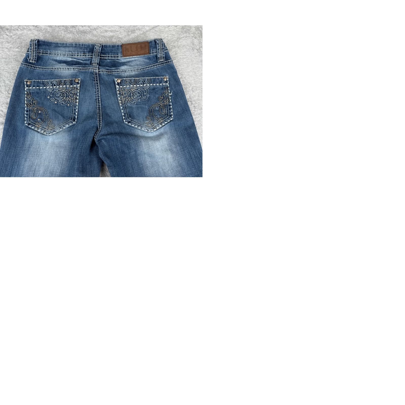 Denime Cowgirl Up Jeans Women Bootcut 29x30 Blue Denim Distressed 5-Pocket Regular Low Rise Jeans Mens Womens Girls Size 29" - 10 Thumbnail