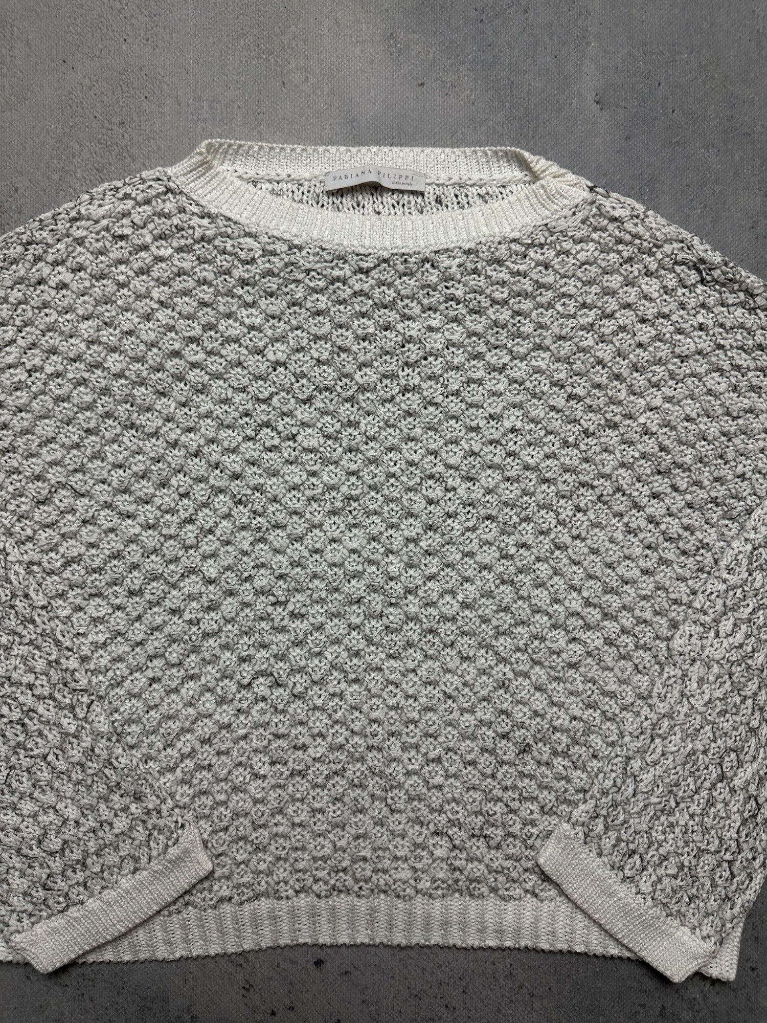 Fabiana Filippi Fabiana Filippi Luxury Ladies Ivory Textured Knit Sweater Size M / US 6-8 / IT 42-44 - 10 Thumbnail
