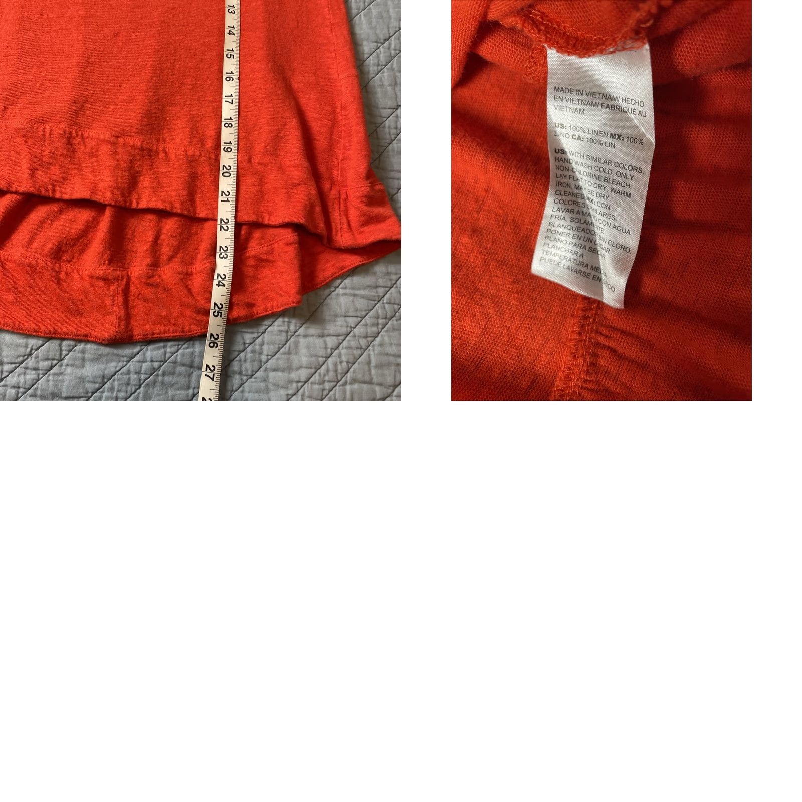 Vintage Chico's Blouse Shirt Women’s Linen 100% Short Sleeve Orange Regular M Casual Back Tiered Pleated Ruffle Knit Lightweight Breathable Size M / US 6-8 / IT 42-44 - 8 Thumbnail