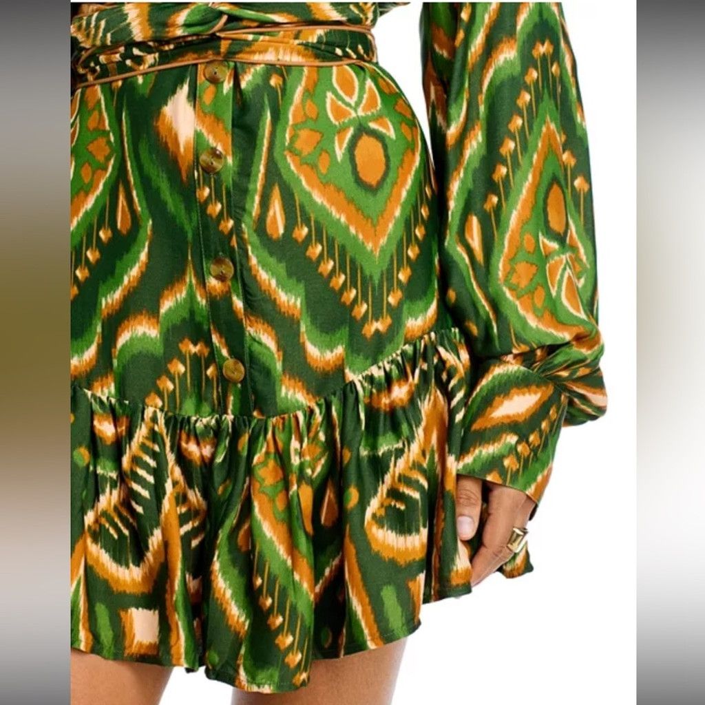 Farm Rio FARM Rio Pineapple Ikat Long Sleeve Shirtdress Dress Size M / US 6-8 / IT 42-44 - 9 Thumbnail