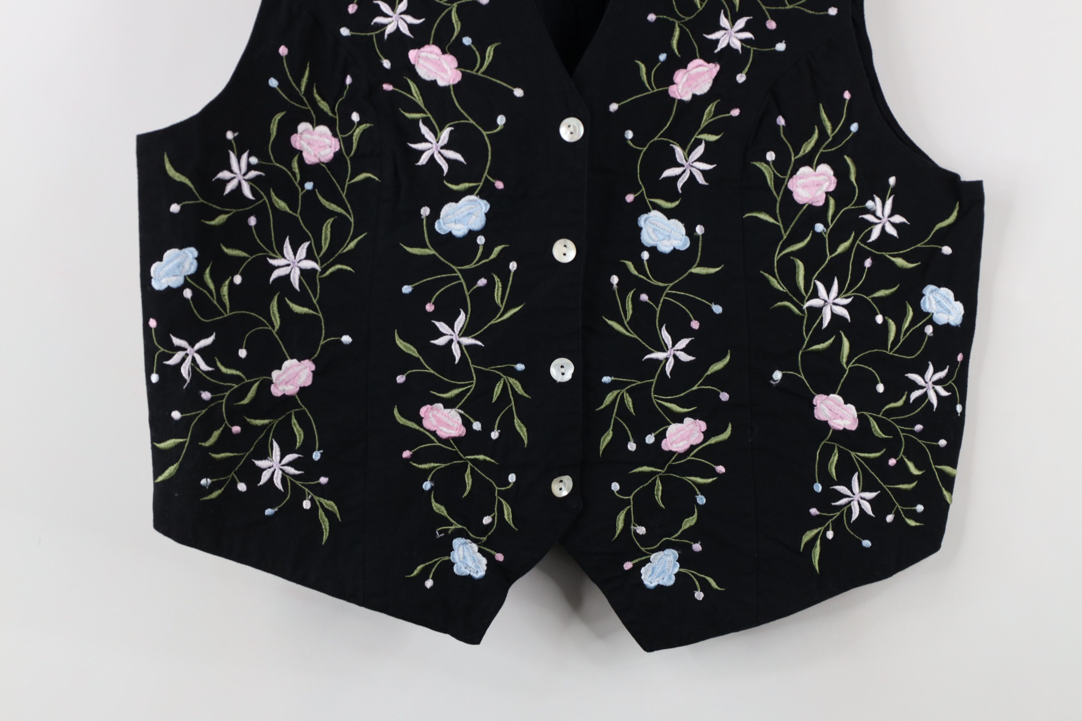 Vintage Vintage 90s Streetwear Flower Floral Button Vest jacket Size L / US 10 / IT 46 - 3 Thumbnail