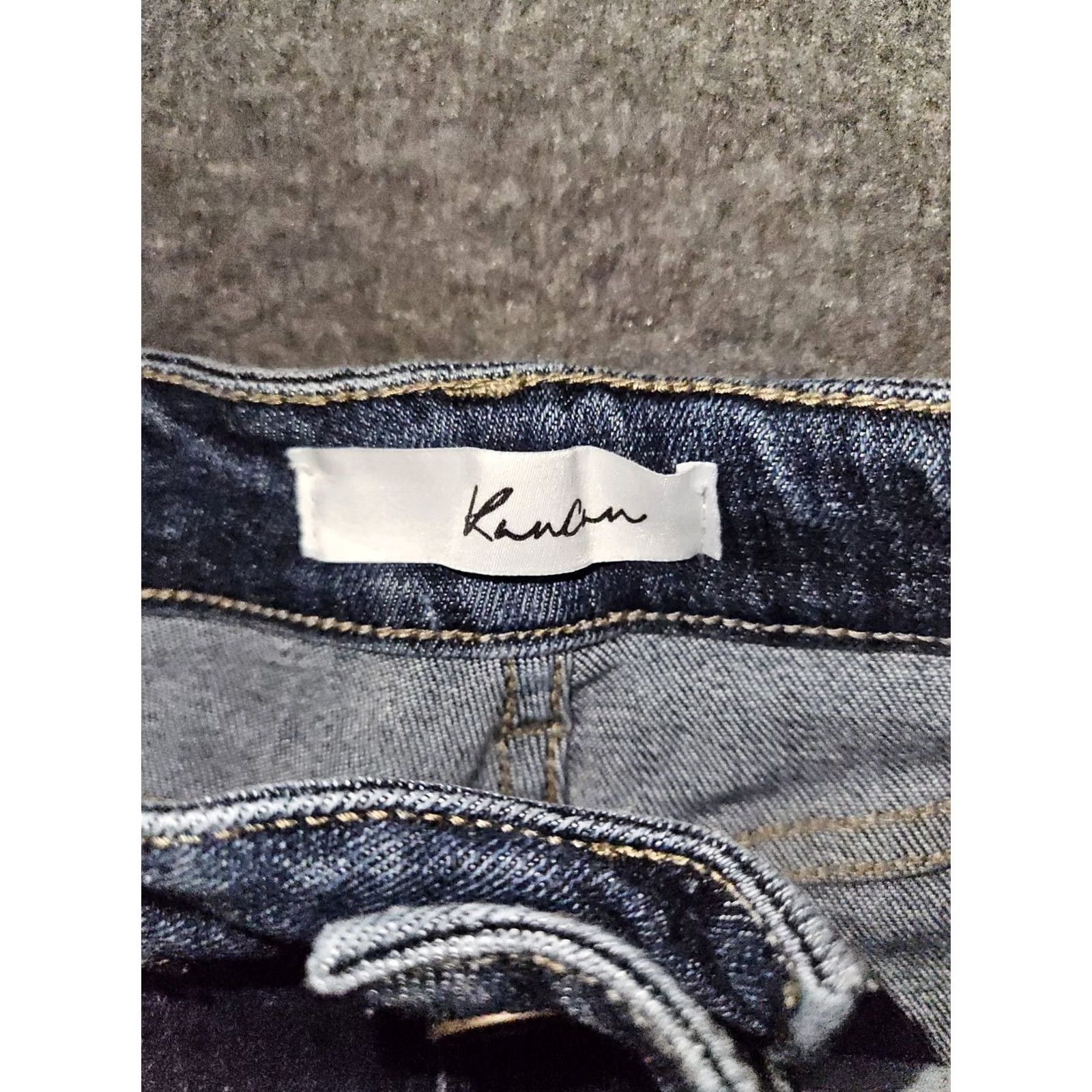 Vintage Kancan Straight Leg Jeans Women's 9 Regular Size 29 in Blue Denim Stretch Slit City Preppy HIGH RISE 27 in Inseam Mens Womens Girls Size 30" / US 8 / IT 44 - 2 Thumbnail