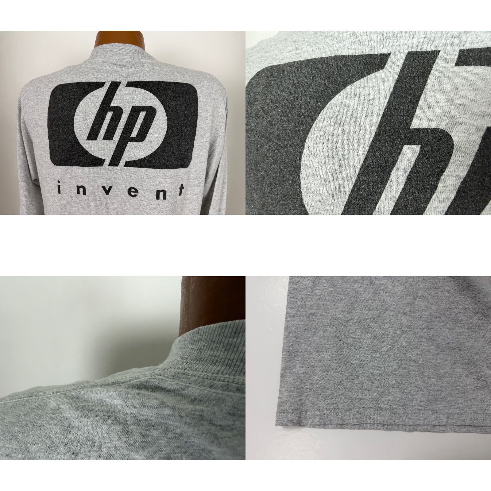 Jerzees VINTAGE Hewlett Packard Shirt Men M Gray 90s HP Invent Graphic Print Long Sleeve Logo T-Shirt 1990s Grunge Hipster Casual Mens Size US M / EU 48-50 / 2 - 8 Thumbnail