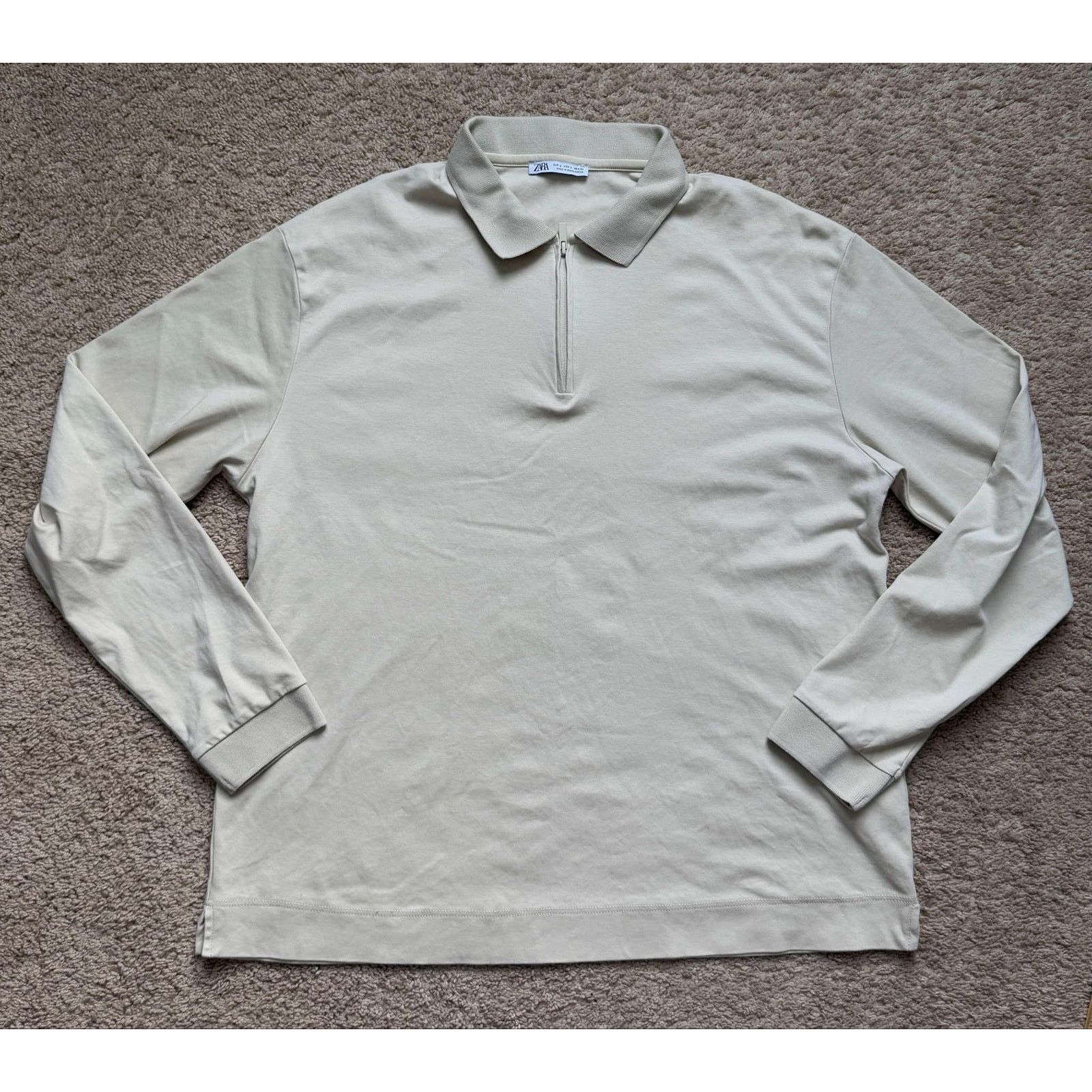 Zara Zara Ribbed Long Sleeve Quarter Zip Collar Polo Shirt Mens L Size US L / EU 52-54 / 3 - 7 Thumbnail