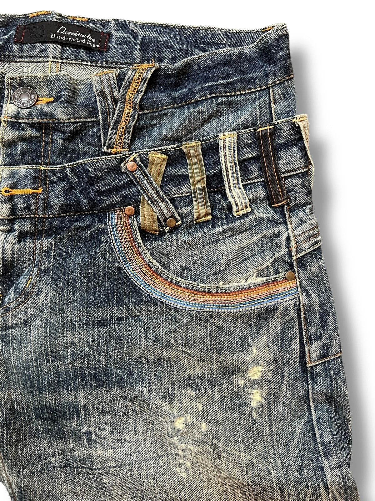 Japanese Brand Vintage Dominate Handcraft Jeans Double Waist - Thunder Wash Size US 33 - 9 Thumbnail