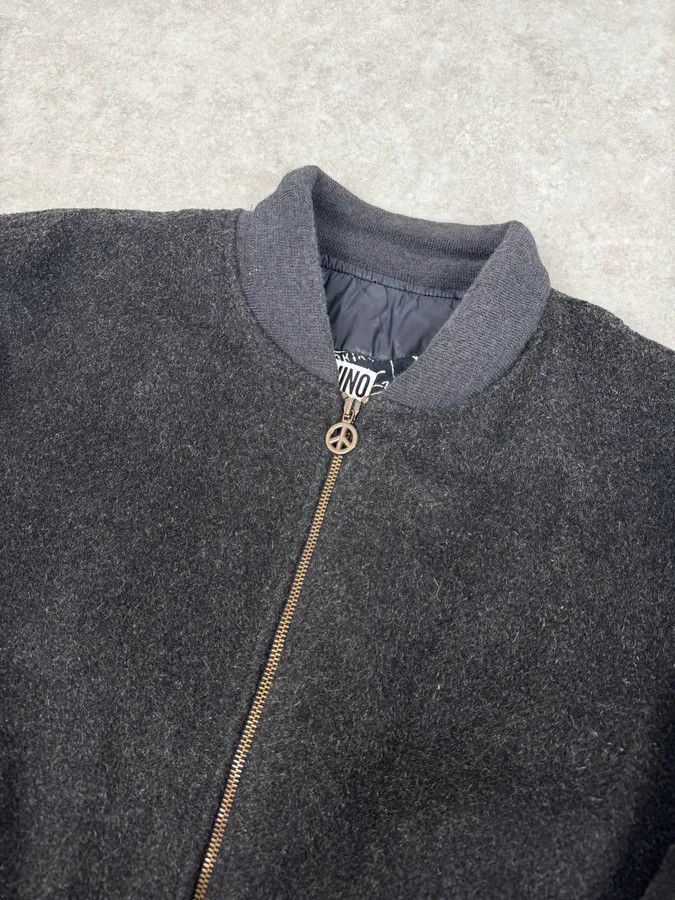 Moschino 1990s Moschino Grey Wool Bomber Jacket Size US L / EU 52-54 / 3 - 5 Thumbnail