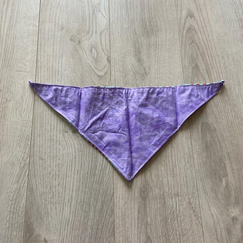 Designer Purple and Strawberry Dog Bandana Size ONE SIZE - 4 Thumbnail