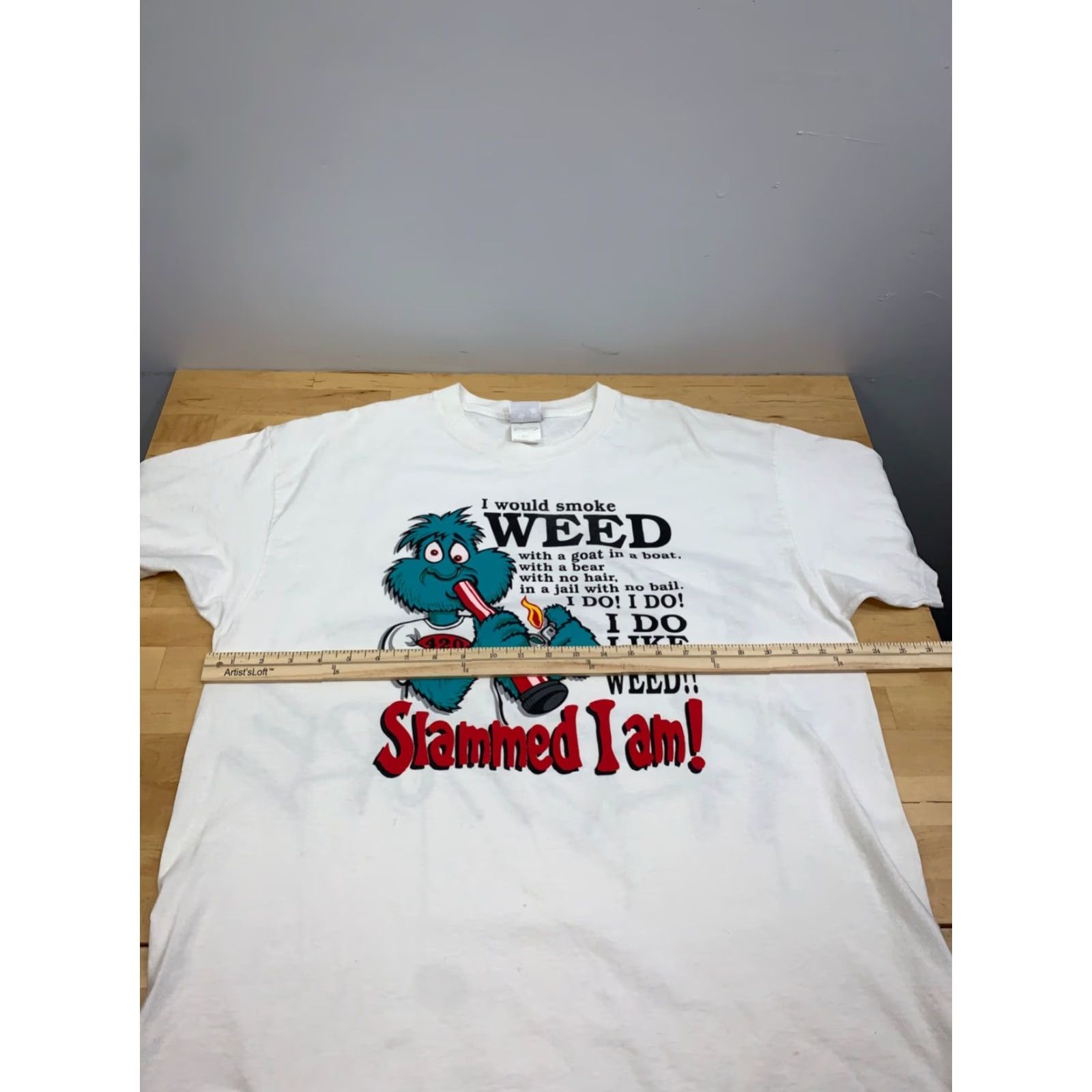 Vintage VINTAGE Slammed I Am Shirt Mens XL White Dr Seuss Parody Weed Marijuana 11833 Size US XL / EU 56 / 4 - 5 Thumbnail