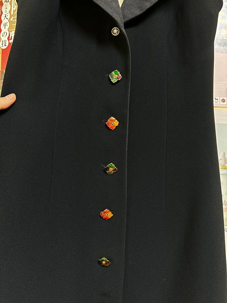 Kenzo KENZO Flowers and dew on the back of a black rayon dress Size XS / US 0-2 / IT 36-38 - 7 Thumbnail