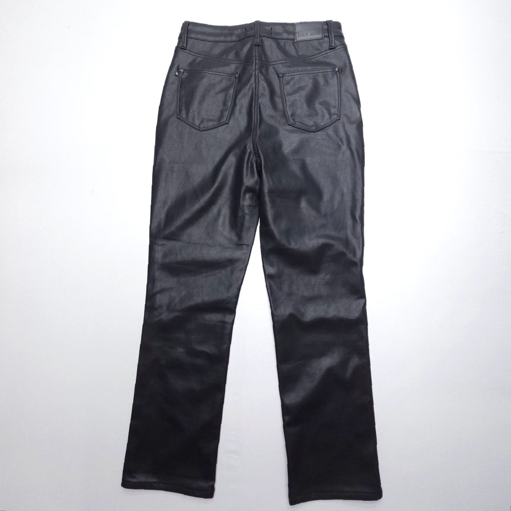 Vintage Judy Blue Control Top Faux Leather Pants in Black Womens 29 Straight Leg EUC Size 4XL / US 24-26 - 2 Thumbnail