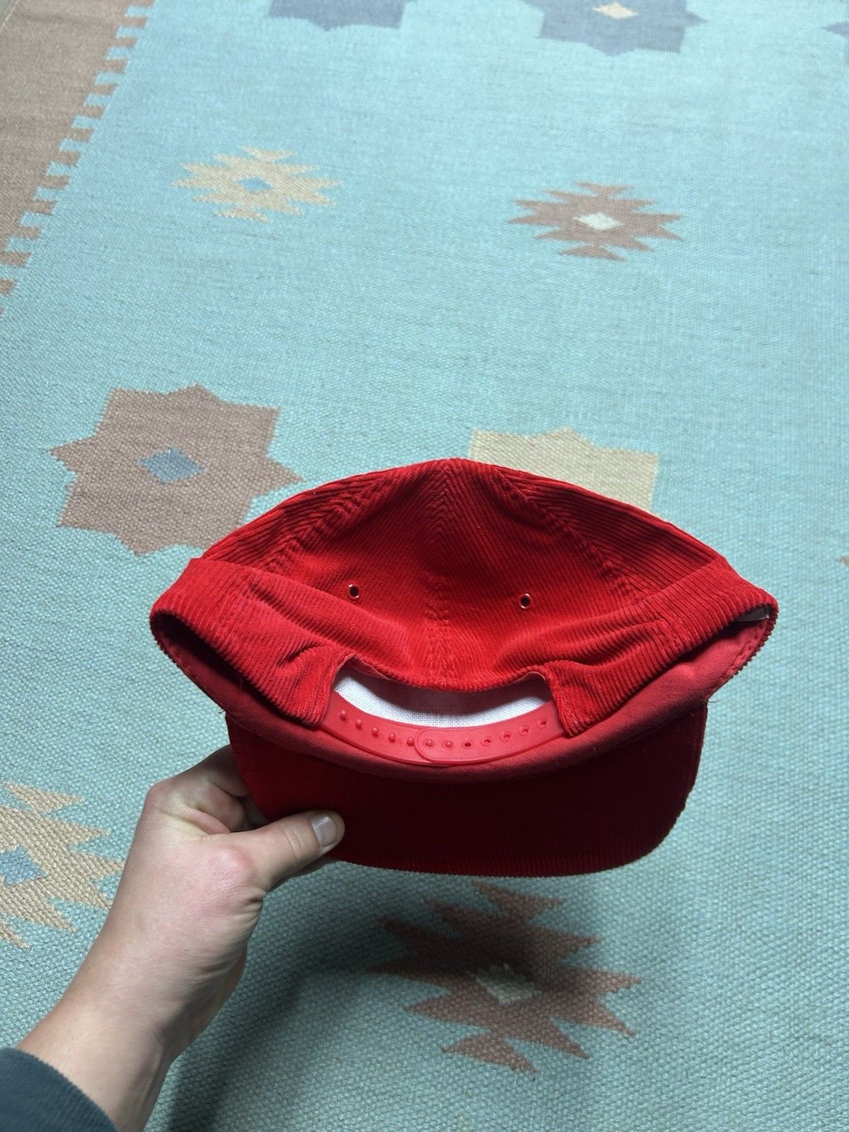 Vintage Vintage SnapBack hat corduroy bob Evans restaurant food red Size ONE SIZE - 4 Thumbnail