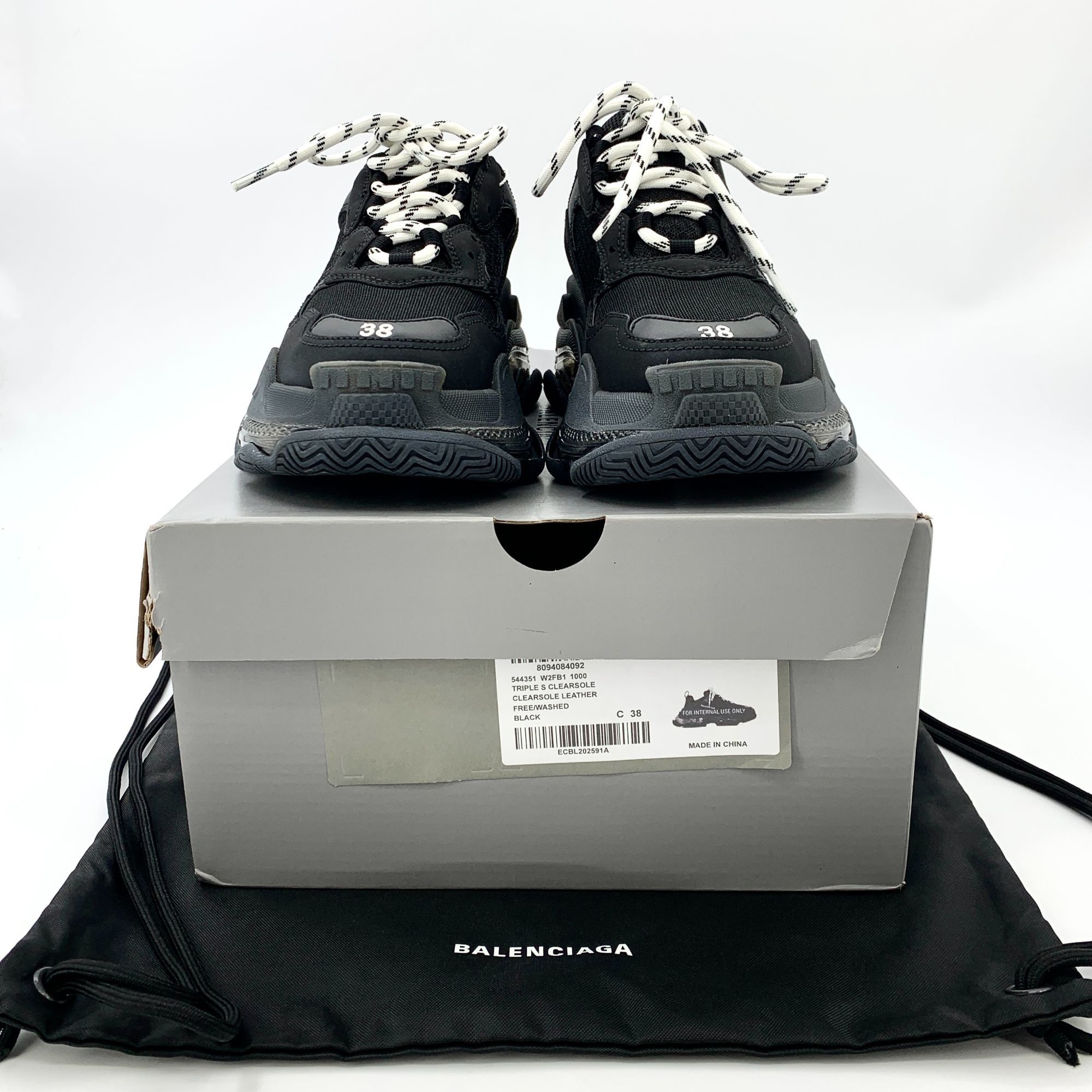 Balenciaga BALENCIAGA Triple S Black Sneakers Size 38 With Original Box Size US 8 / IT 38 - 5 Thumbnail