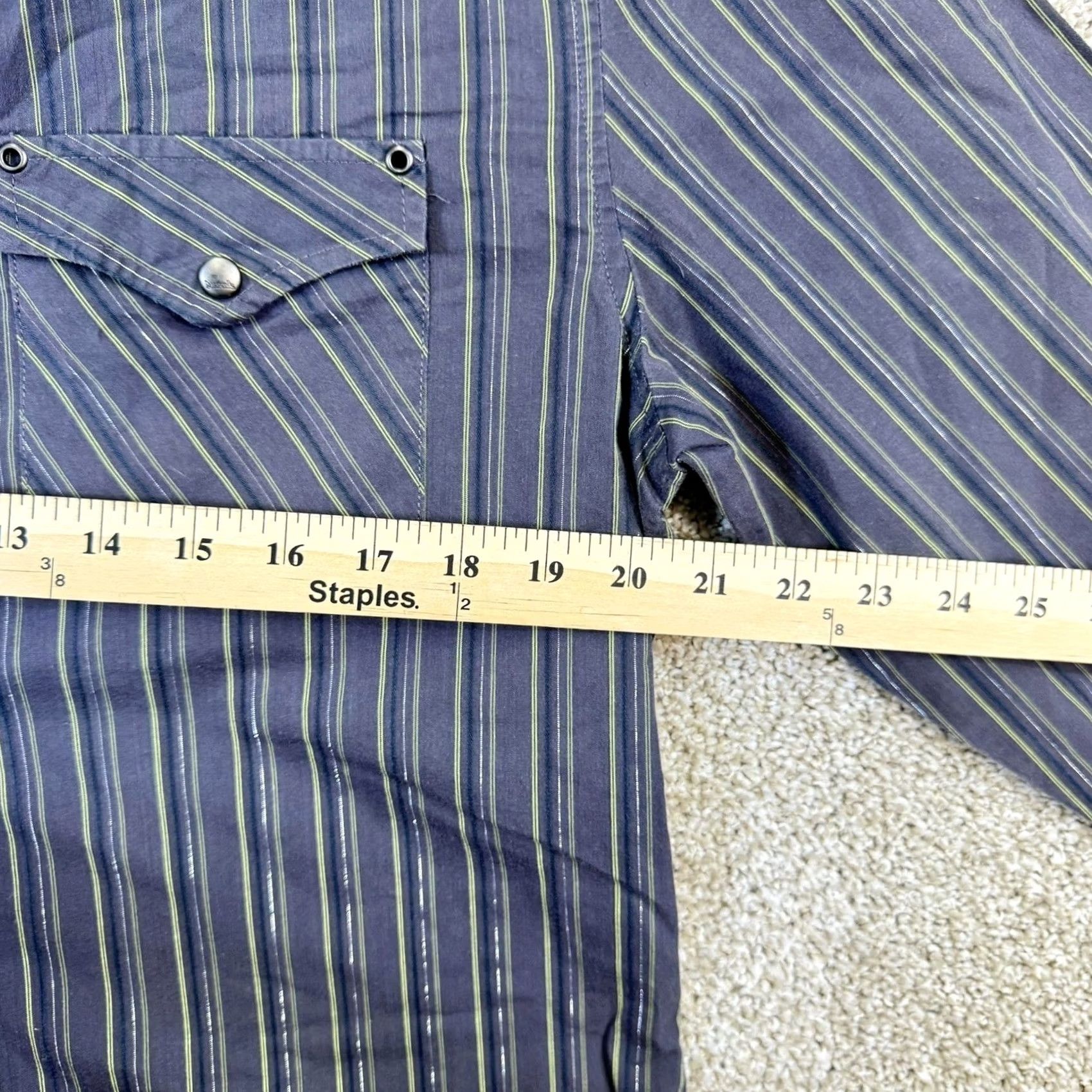 Dragonfly Western Shirt Mens Medium Grey Purple Lime Striped Snap Front Euc, Men's — image 6 of 6