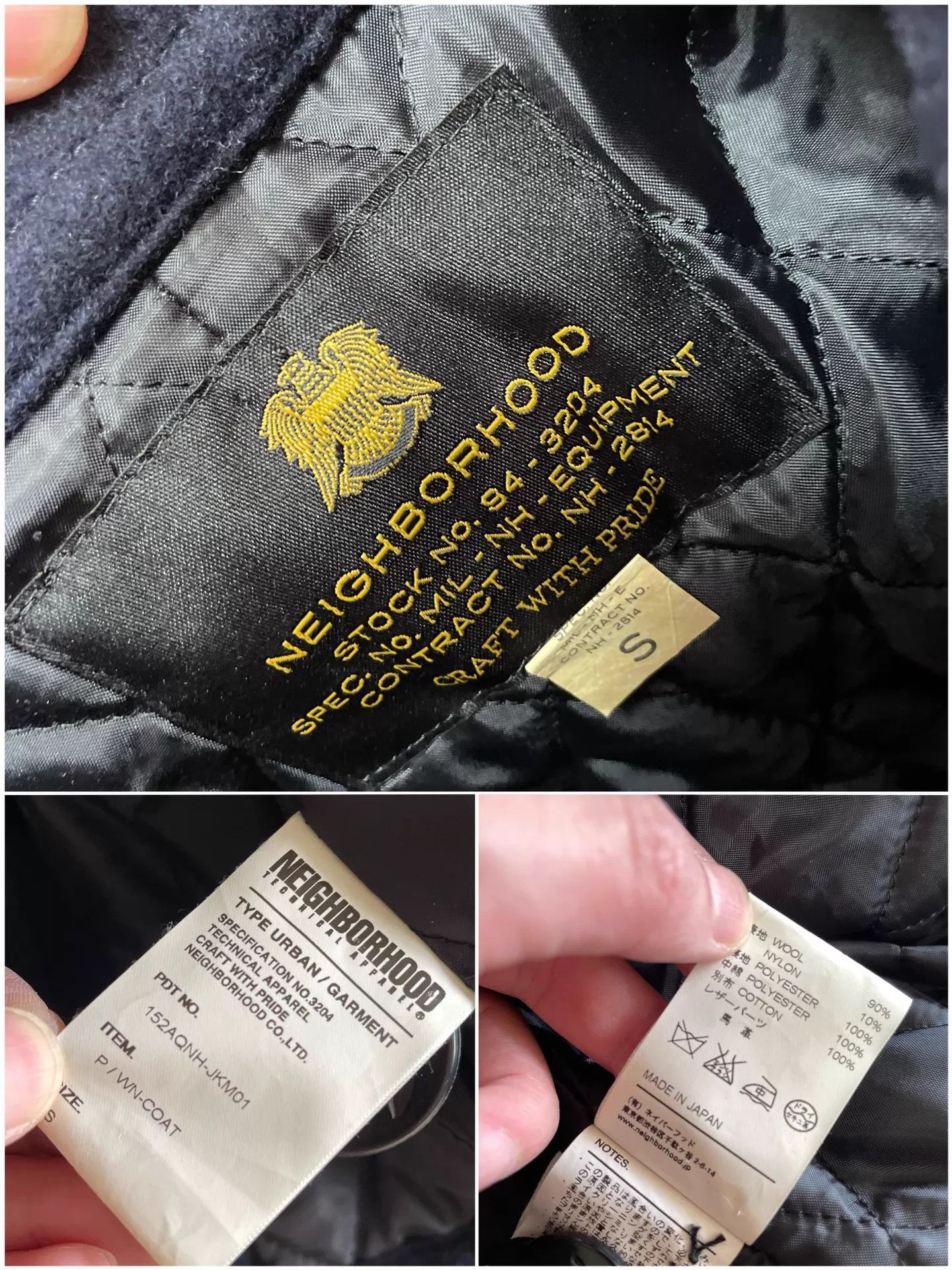 Neighborhood NEIGHBORHOOD Navy Wool Coat S Leather Panel Size US S / EU 44-46 / 1 - 7 Thumbnail