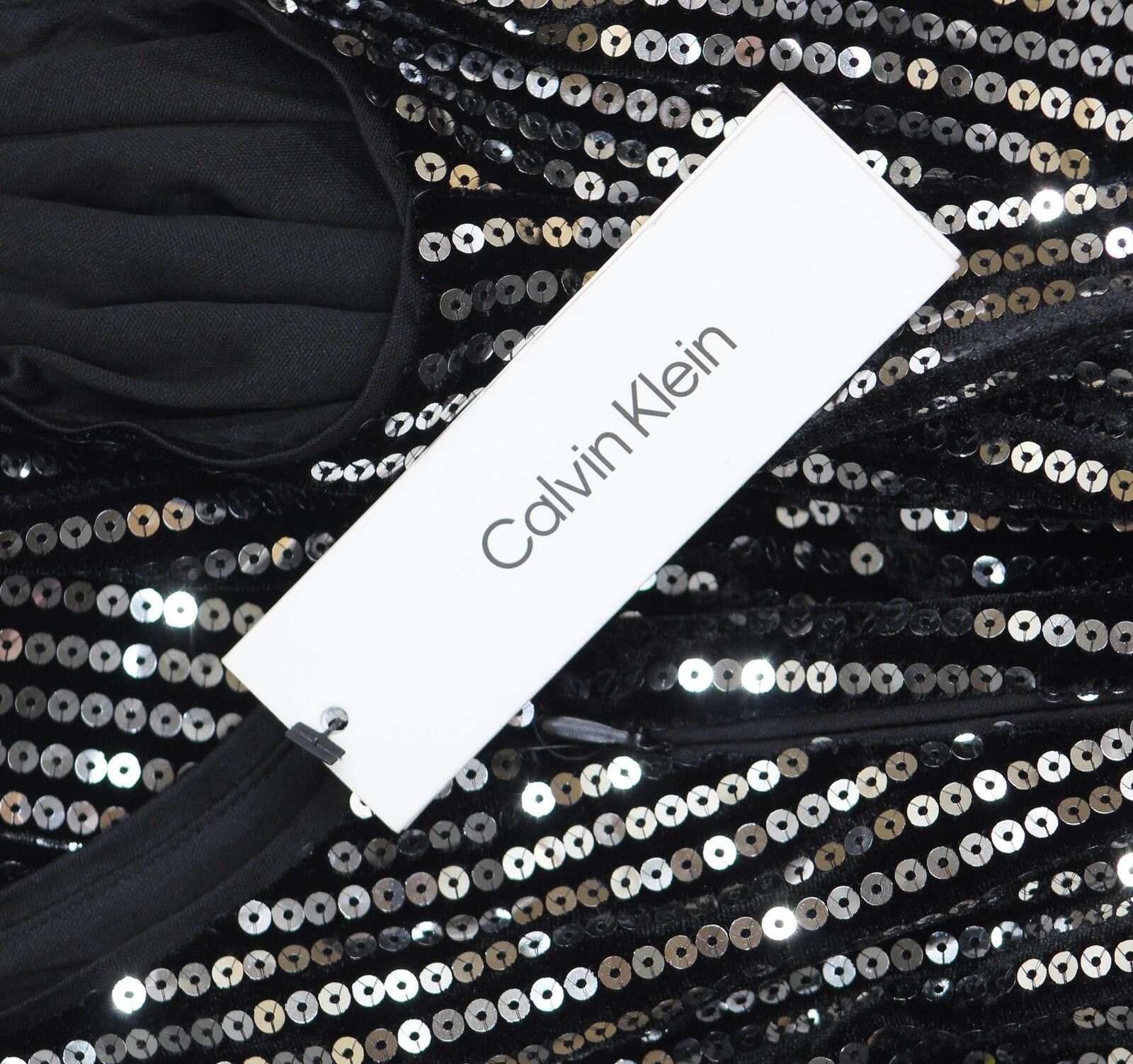 Calvin Klein Nwt Calvin Klein Womens Velvet Shift Dress Black / Silver 4 Size S / US 4 / IT 40 - 3 Thumbnail