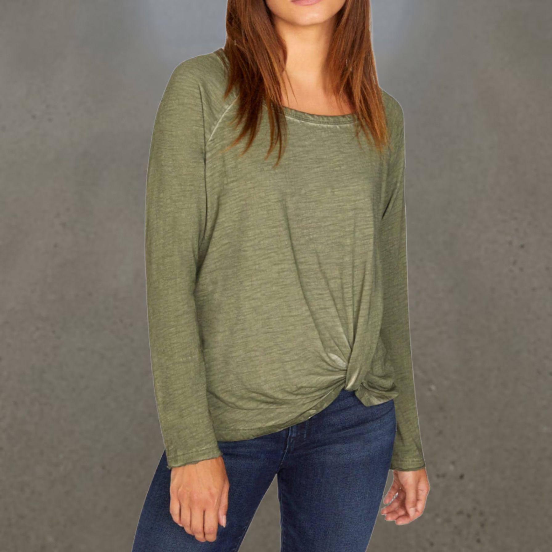 Sanctuary Sanctuary T-Shirt Womens Small Green Long Sleeve Knot Front Pullover Casual Size S / US 4 / IT 40 - 1 Thumbnail