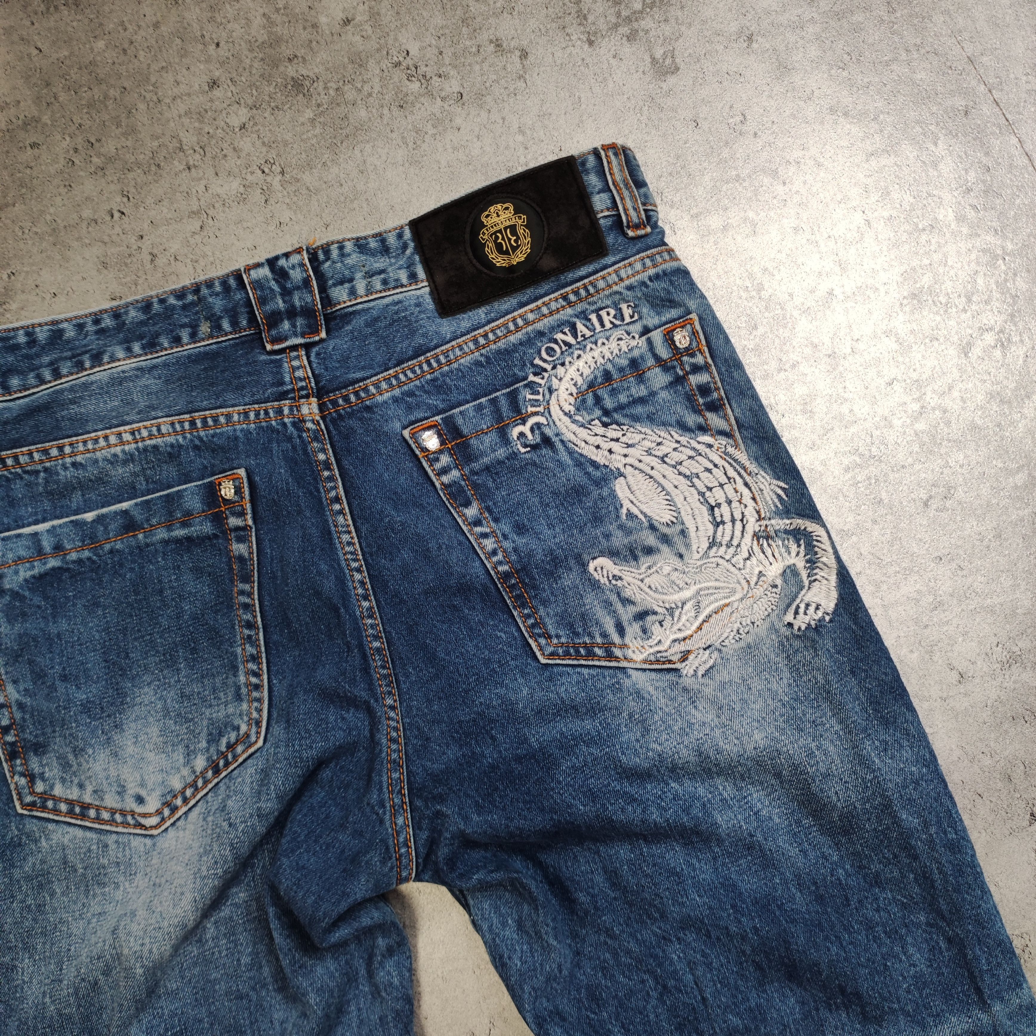 Billionaire Couture RARE Billionaire Couture Italy Crocodile Distressed Denim Size US 32 / EU 48 - 14 Thumbnail