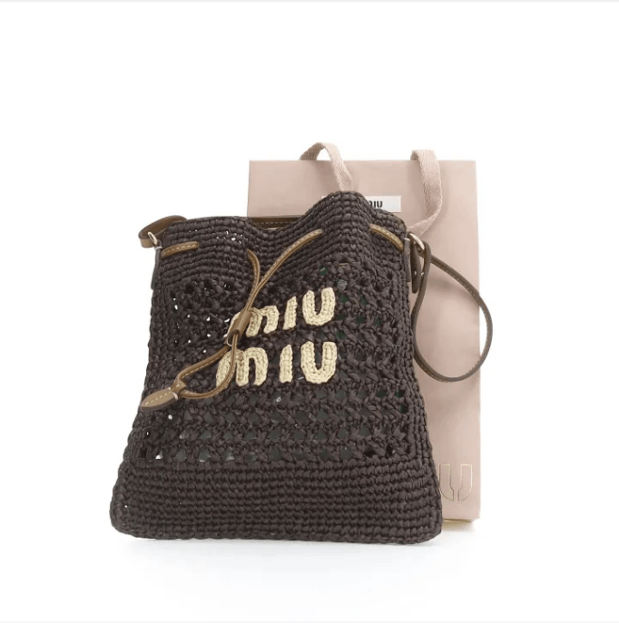 Miu Miu MIU MIU Mini Raffia Bucket Handbag Size ONE SIZE - 5 Thumbnail