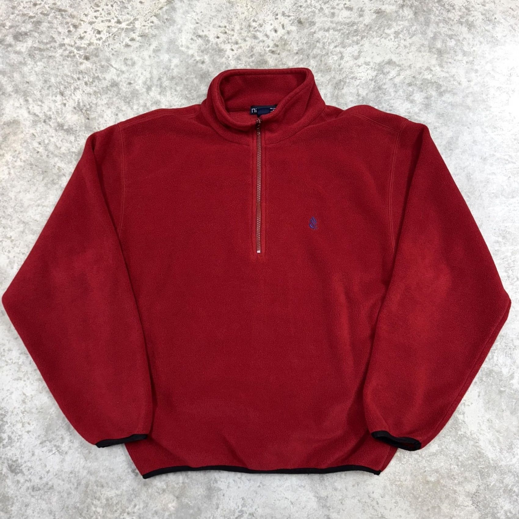 Nautica Nautica Pullover Mens Small Red 1/4 Zip Fleece Embroidered Sail Made USA Sweatshirt Polyester Zipper Logo Solid Pattern Boys/Mens? Size US S / EU 44-46 / 1 - 2 Thumbnail