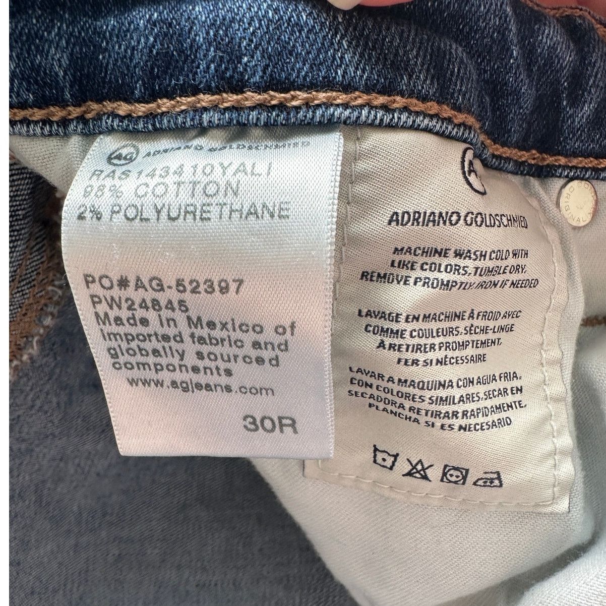 AG Adriano Goldschmied AG Medium Dark Wash Prima Cigarette Leg Whiskered Jeans 30R Size 30" / US 8 / IT 44 - 8 Thumbnail