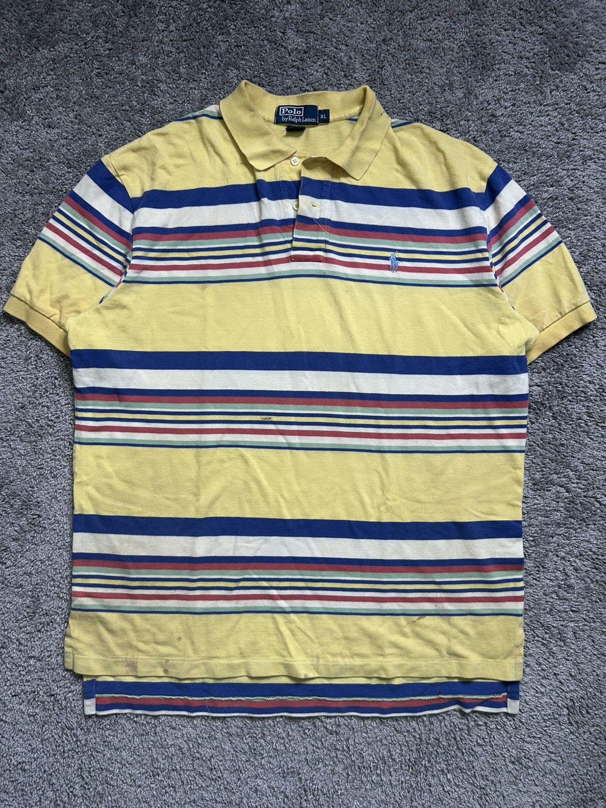 Polo Ralph Lauren Vintage 80s Polo Ralph Lauren Striped Multi Yellow Size US XL / EU 56 / 4 - 1 Thumbnail