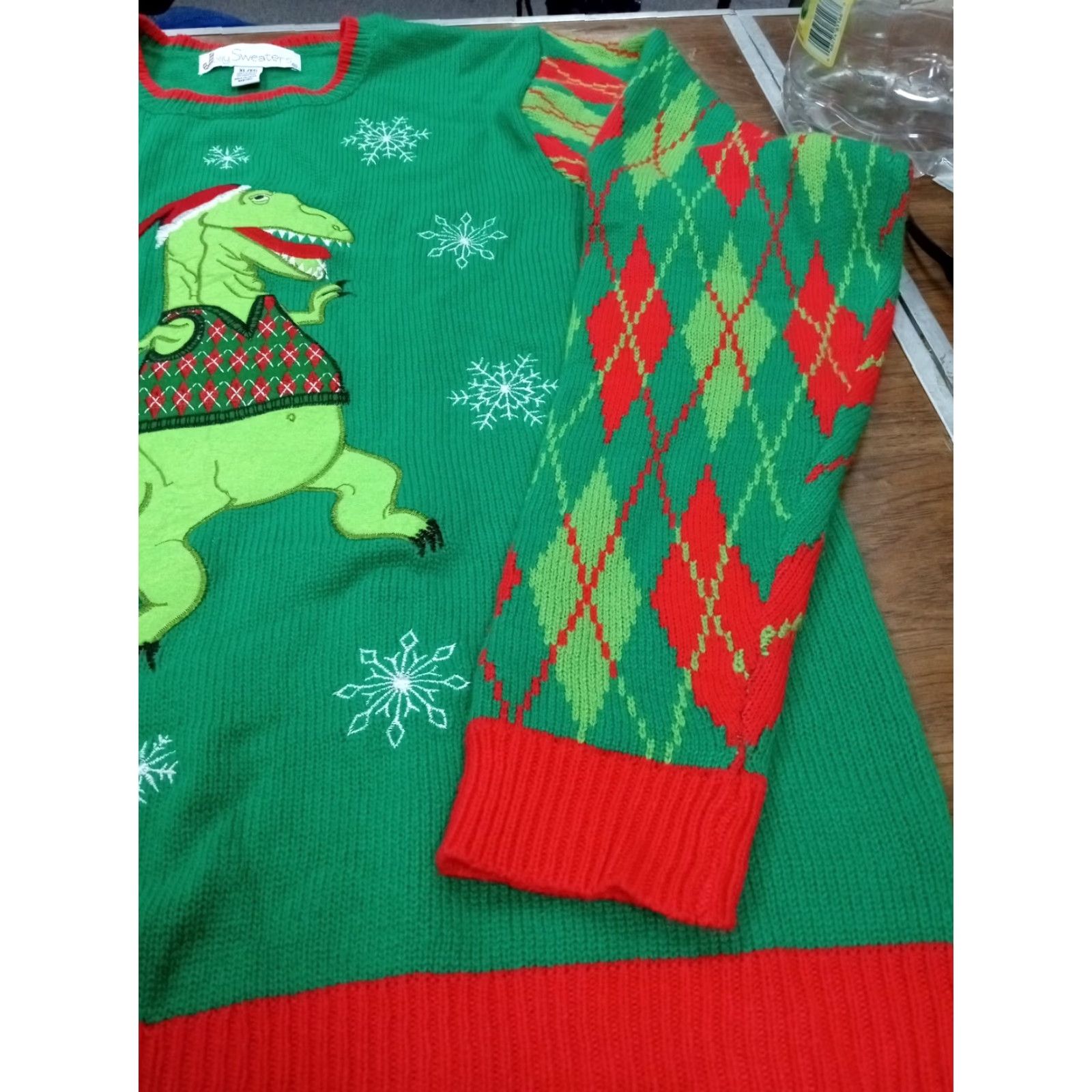 Vintage Jolly Sweaters Ugly Xmas Sweater XL 48" X 28" Trex dinosaur Size US XL / EU 56 / 4 - 3 Thumbnail
